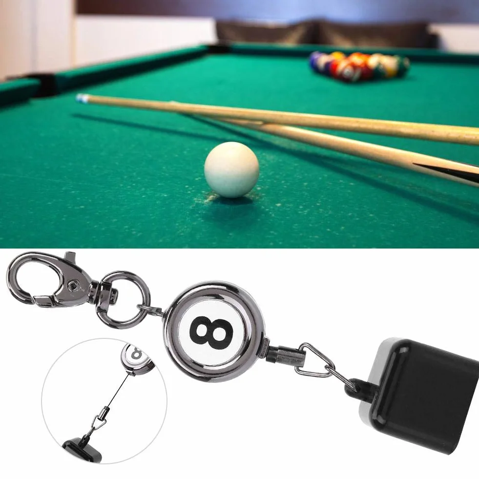 VIFER Soporte de Tiza de Billar Retractable Snooker Pool Cue Porta Tizas Llavero Negro