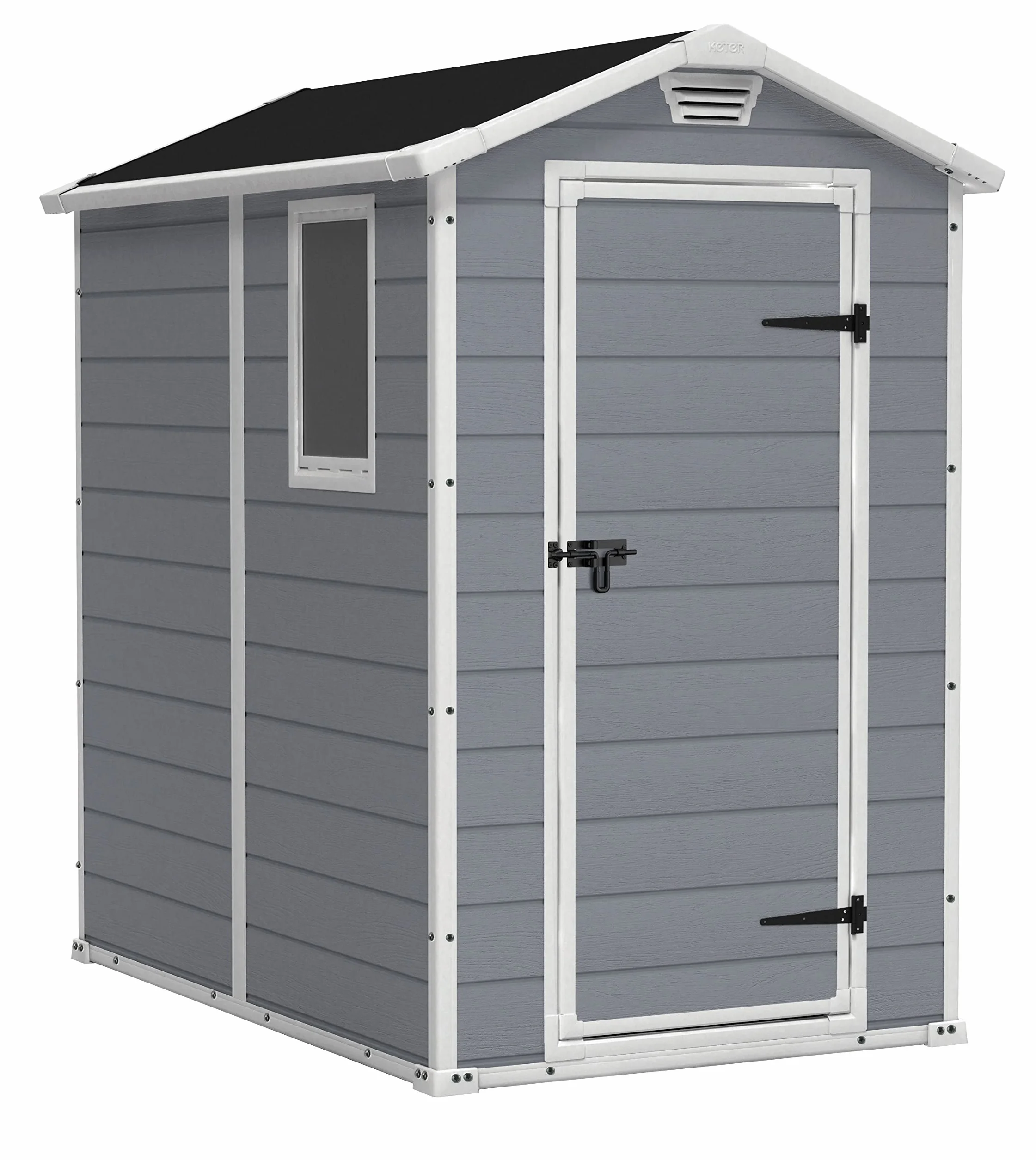 Keter Manor 4X6 Caseta de jardín 130x192x198cm 2,2m² Suelo Resistente al Agua Gris