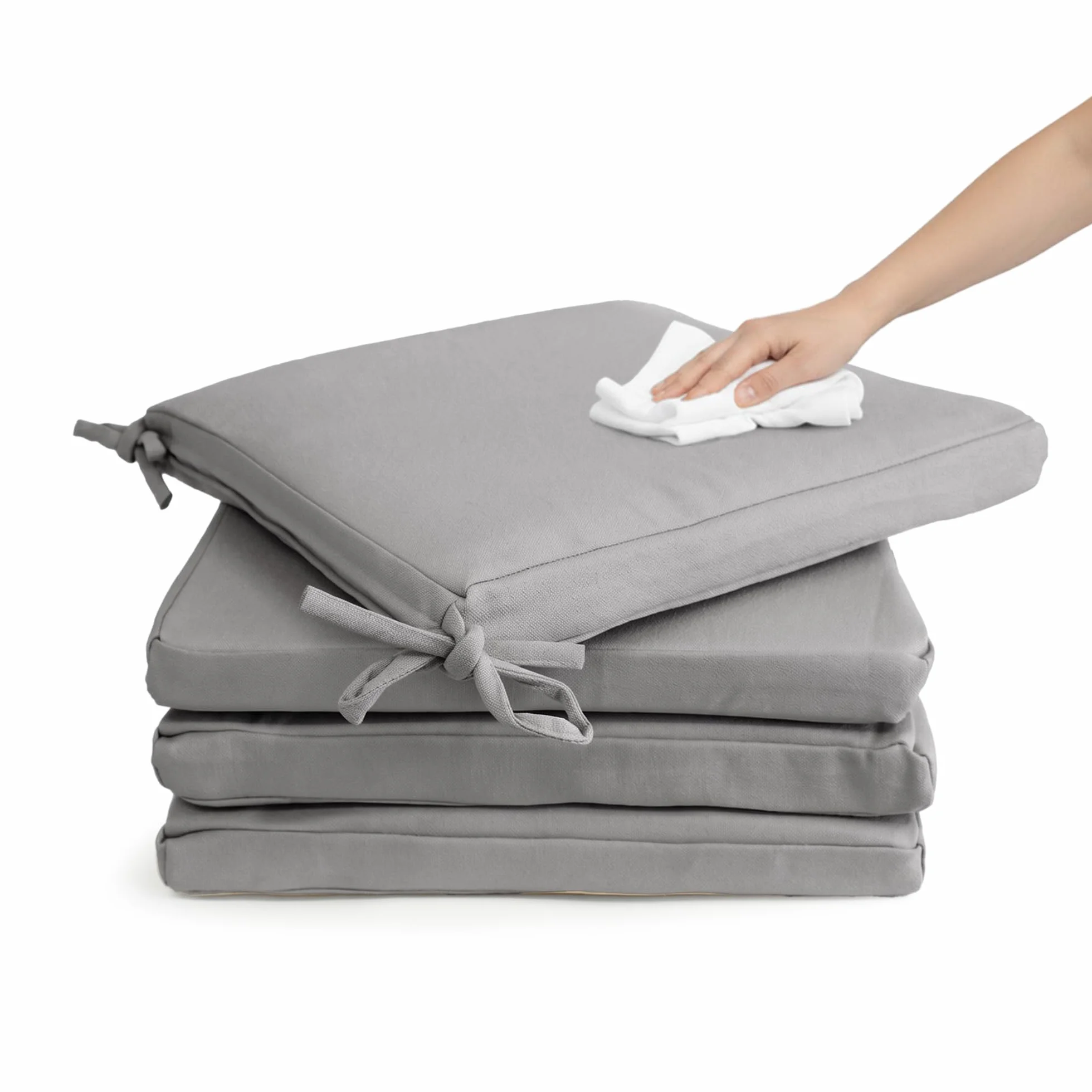 Cojín para silla 45x45x5 cm Repelente al agua Funda con cremallera desmontable Pack 4