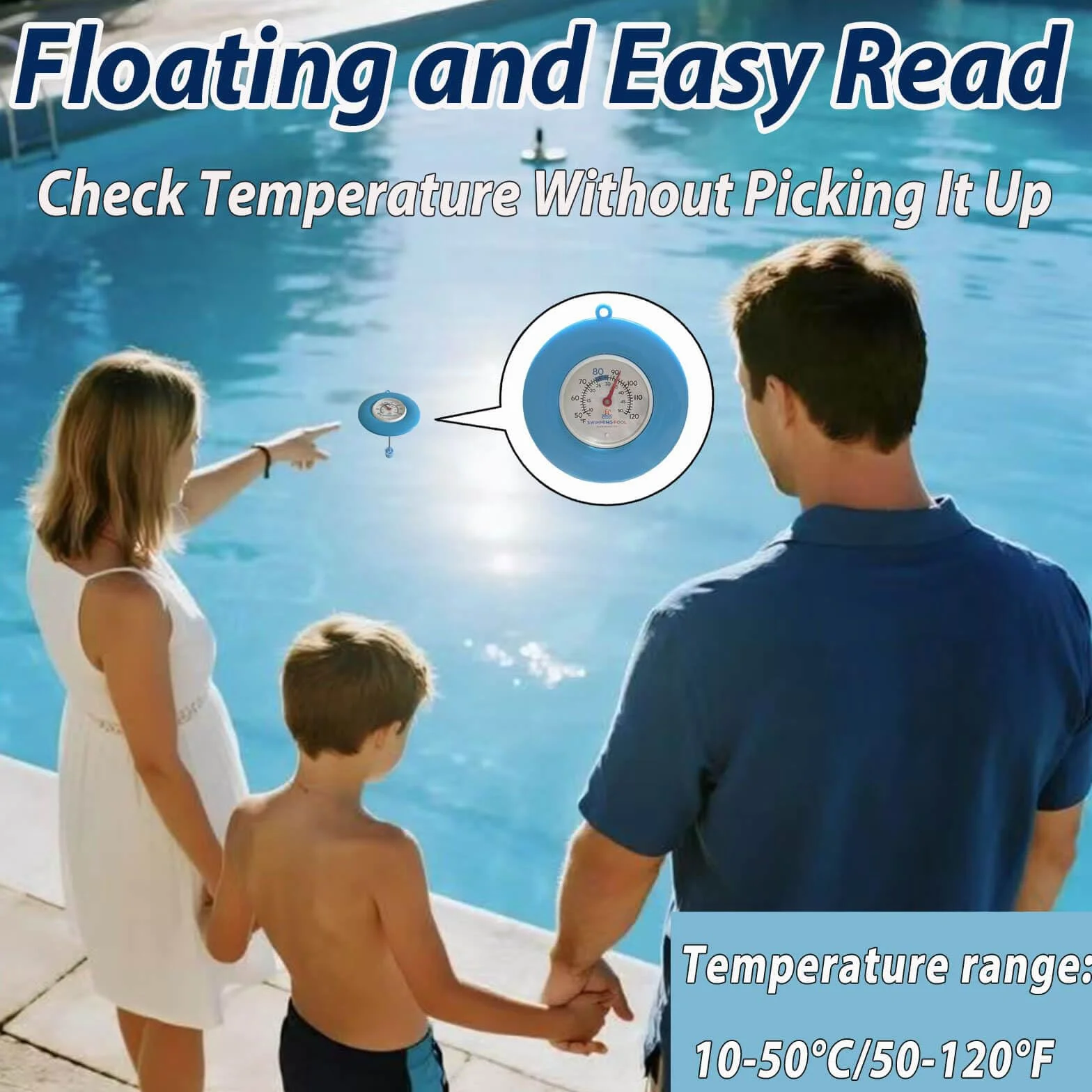 Termómetro Flotante para Piscina, Medidor de Temperatura del Agua, Sin Pila, Apto para Piscinas