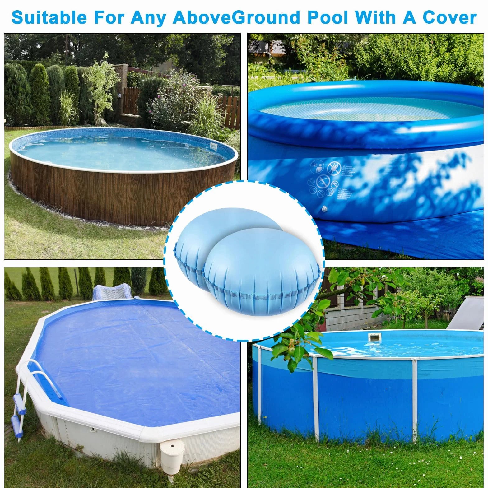 Cojín de piscina para invierno, 2 unidades, 48 x 48 pulgadas, almohada inflable
