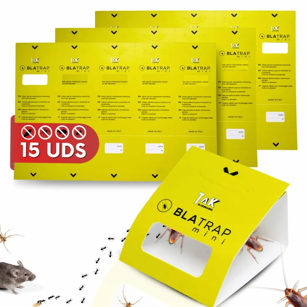 Trampas para Cucarachas Adhesivas Extra-Fuertes Profesional 15 PCS Sin Veneno Fabricadas en Europa