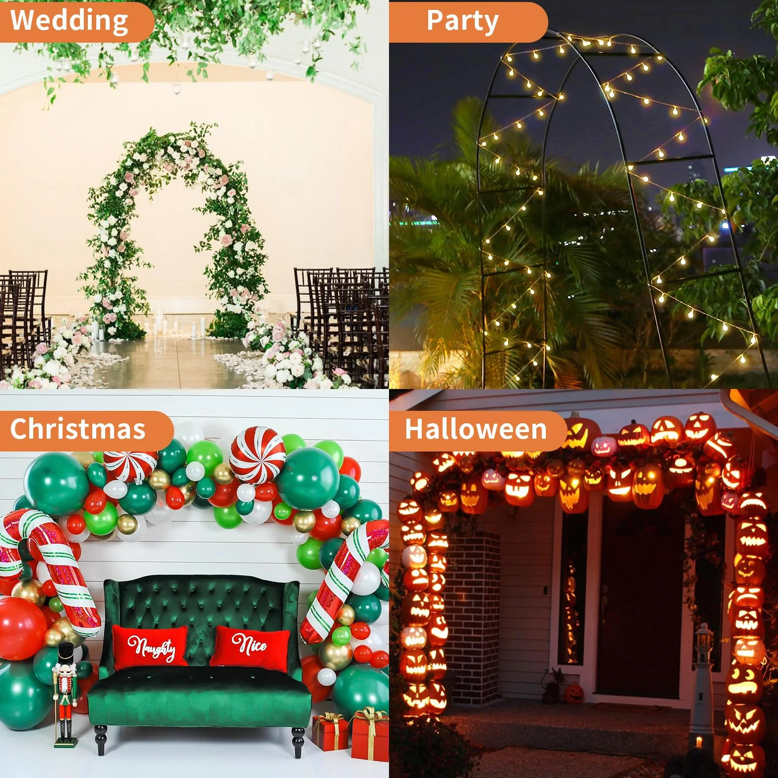Mr. Ton Arco de Boda Jardín Pérgola 240x140 cm Exteriores Plantas Trepadoras