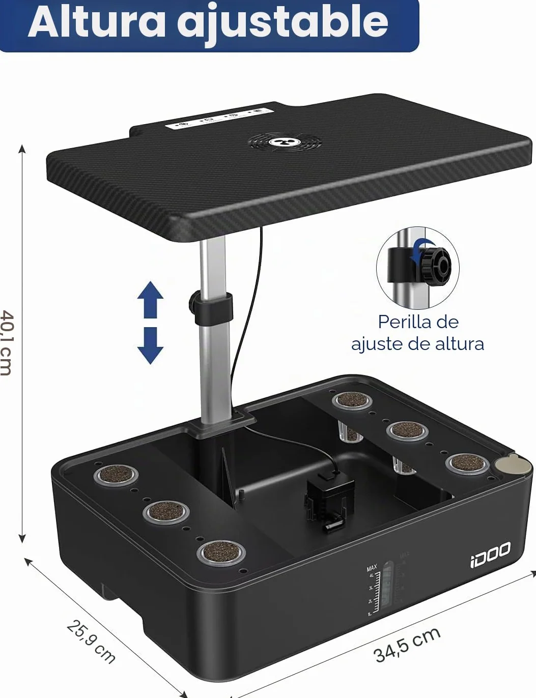 iDOO Huerto de Interior, 12 Vainas Jardinería de Interior y Lámpara LED de Crecimiento, Smart Garden con Temporizador Automático, Altura Ajustable, ID-IG301 Kit de Germinación