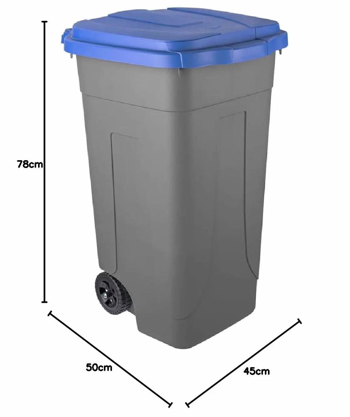 Cubo de basura de polipropileno 80 litros con tapa azul