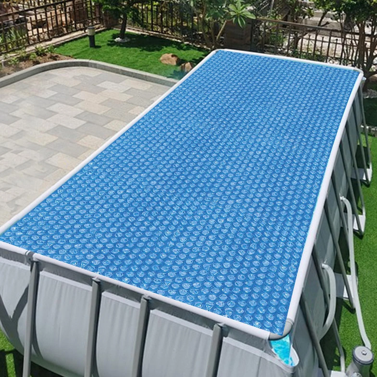 Cubierta de Piscina Solar Térmica Manta de Burbujas Aislamiento Polvo 2.2x1.5m