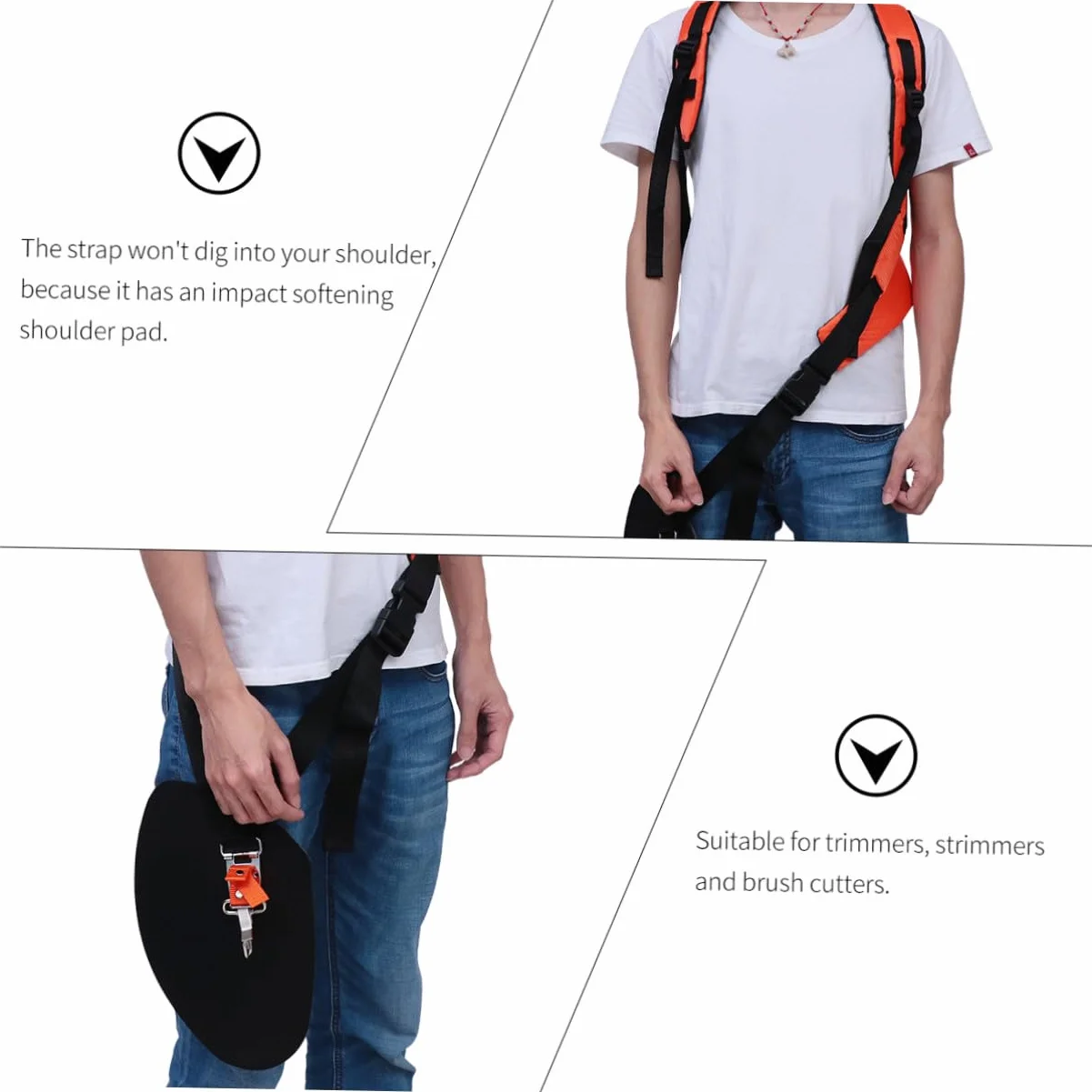 Correa de Hombro para Desbrozadora en Forma Acolchado y Cinturón Ajustable de Tela Oxford para Cortacésped y Podadora