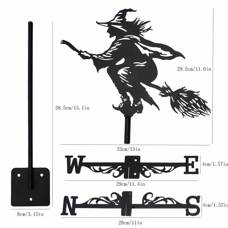 Veleta de Metal Witch de Acero Inoxidable con Soporte para Techo para Exterior
