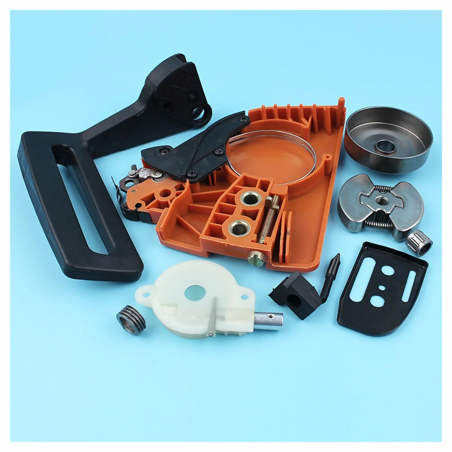 Cubierta de piñón freno cadena, Kit bomba aceite tambor embrague for Husqvarna 136 137 141 142, protector mango motosierra, placa barra engranaje helicoidal