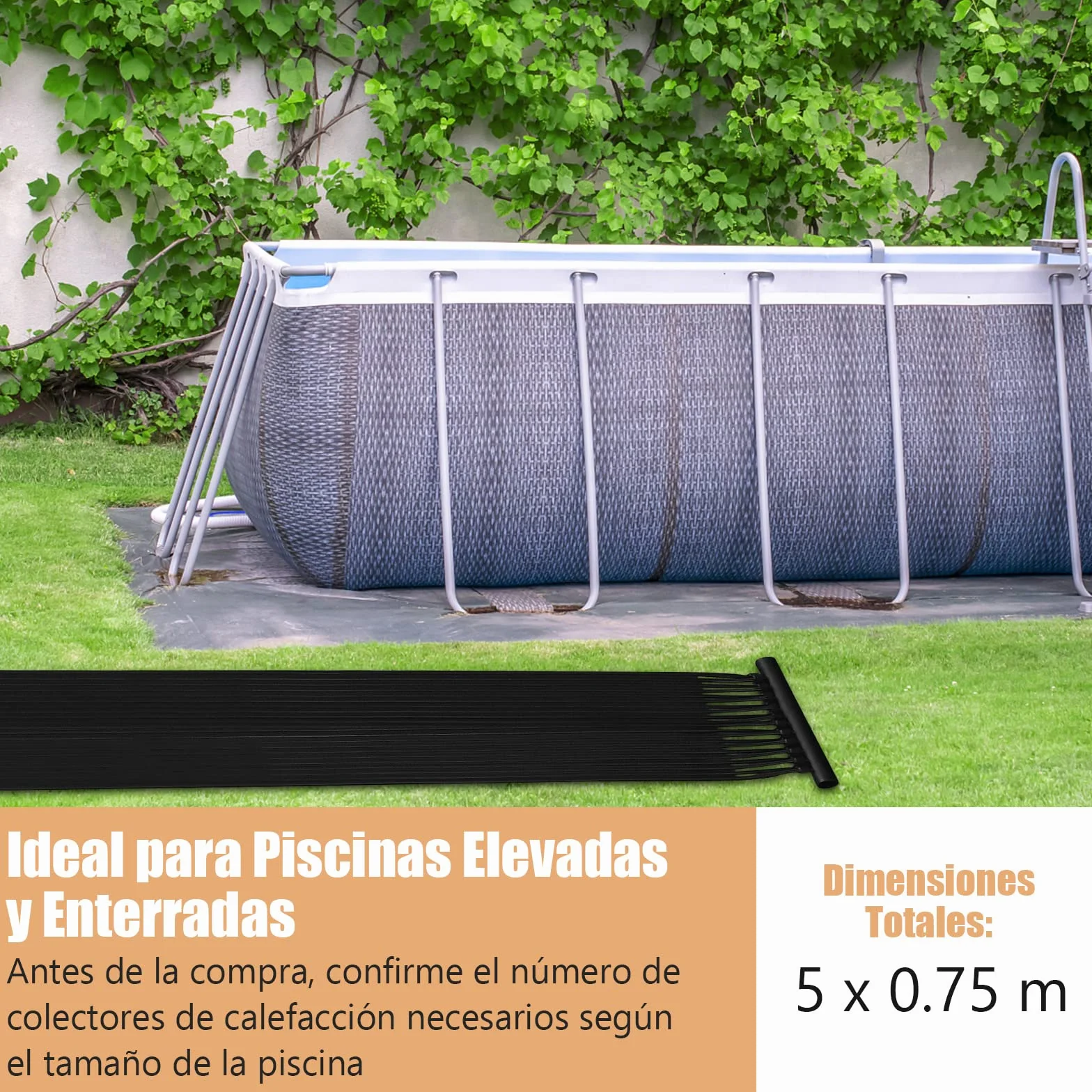 COSTWAY Calentador Solar de Piscina 500x75 cm 2 Panel Solar 21500L 25800L