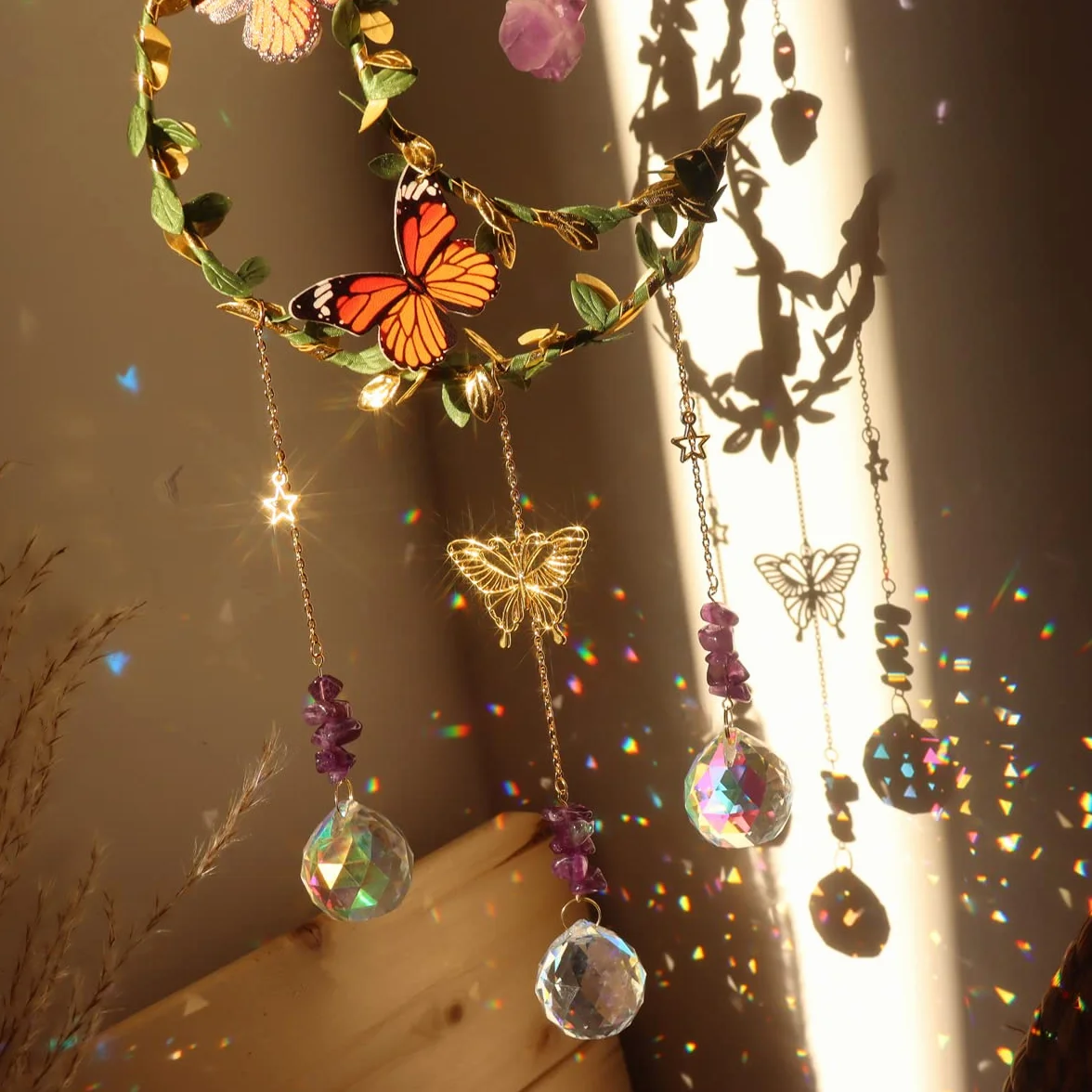 Atrapasoles Cristal Luna Suncatcher Colgante Ventana Jardín