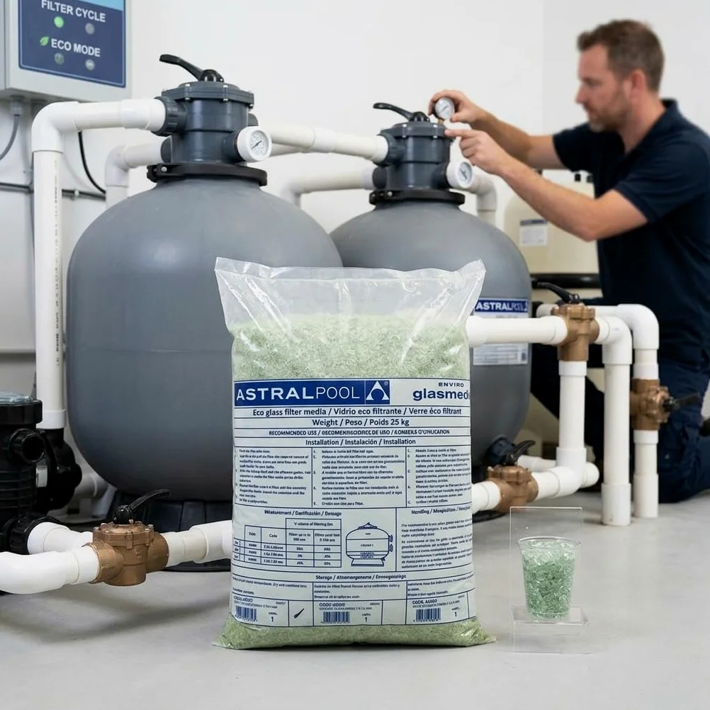 Suinga Lecho Filtrante Vidrio Eco 0,5-1,0 mm | Saco 25 kg | Filtración para Piscinas Depuradoras