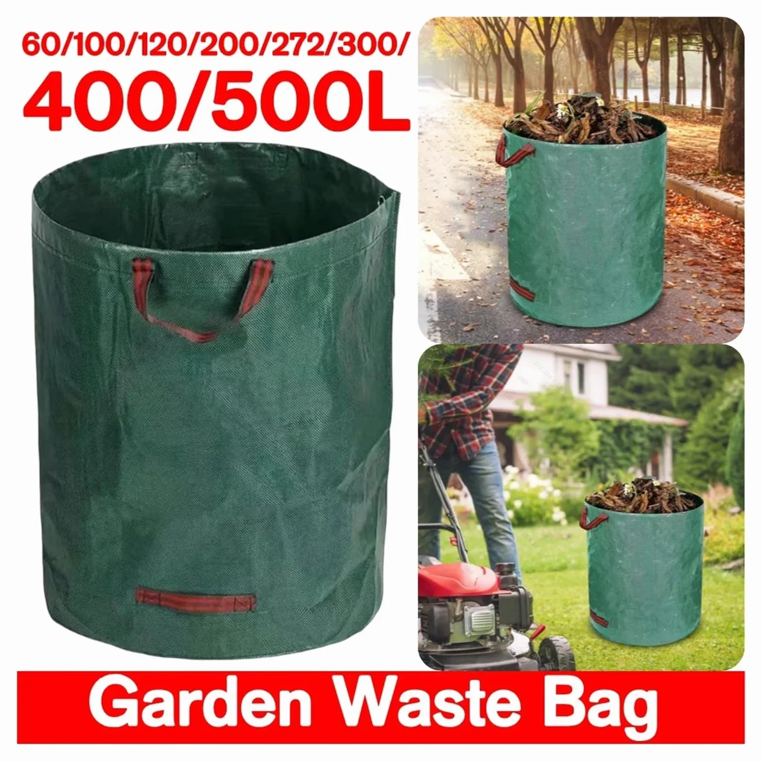 Bolsas de jardín Bolsa For Residuos De Jardín 60 A 500 L, Gran Capacidad, Reutilizable, Impermeable, For Hojas, Malezas, For Almacenar(400L 80x80cm)