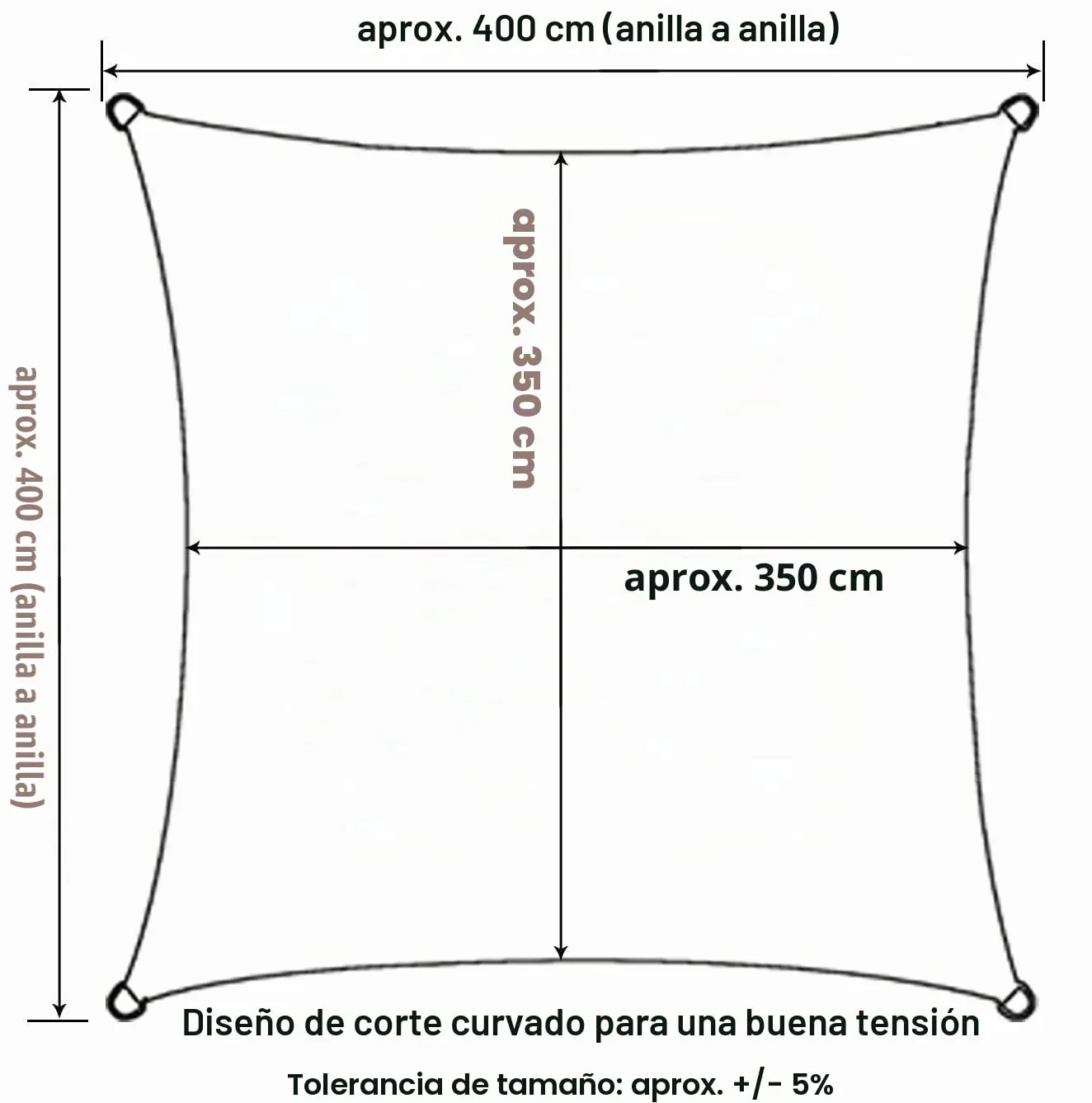 WOLTU Toldo Vela de Sombra Cuadrado 4x4 m HDPE Transpirable Anti Rayos UV Solar protección 85% Resistente Jardín Patio Exteriores Arena