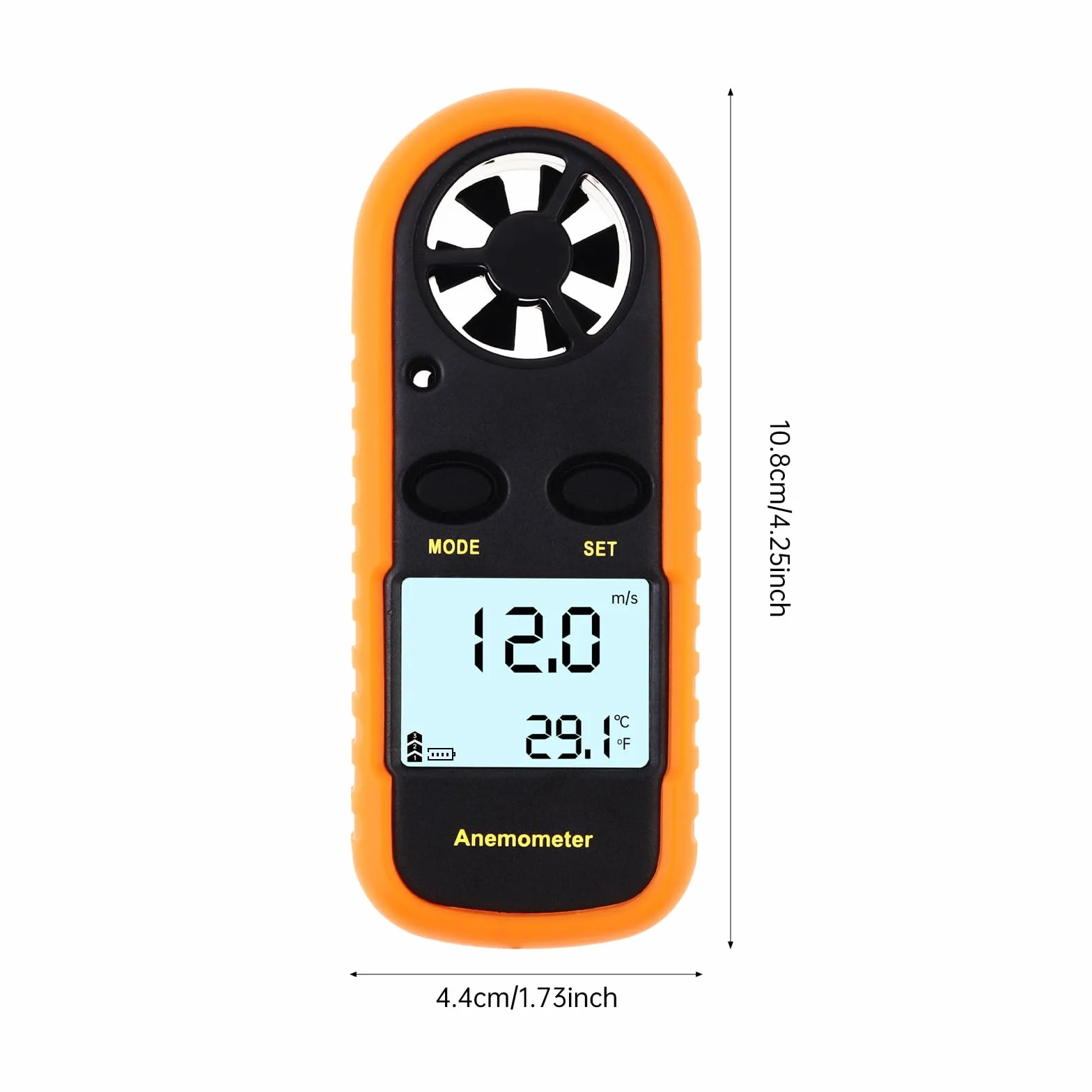 Anemómetro de mano digital con pantalla LCD, medidor de velocidad del viento MAX/MIN/AVG para cometas y meteorología