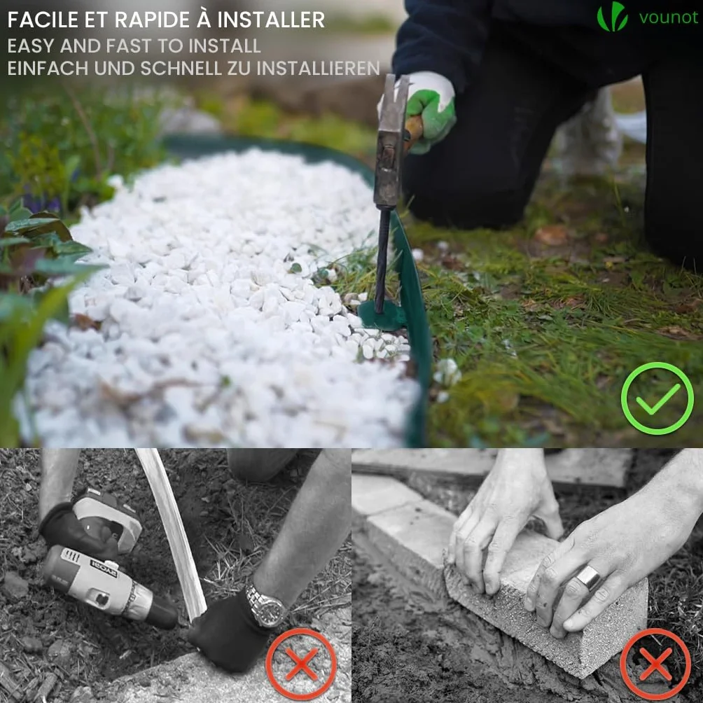 VOUNOT® Borde Jardín Flexible PVC Delimitadores Bordes 40m Altura 5cm Verde