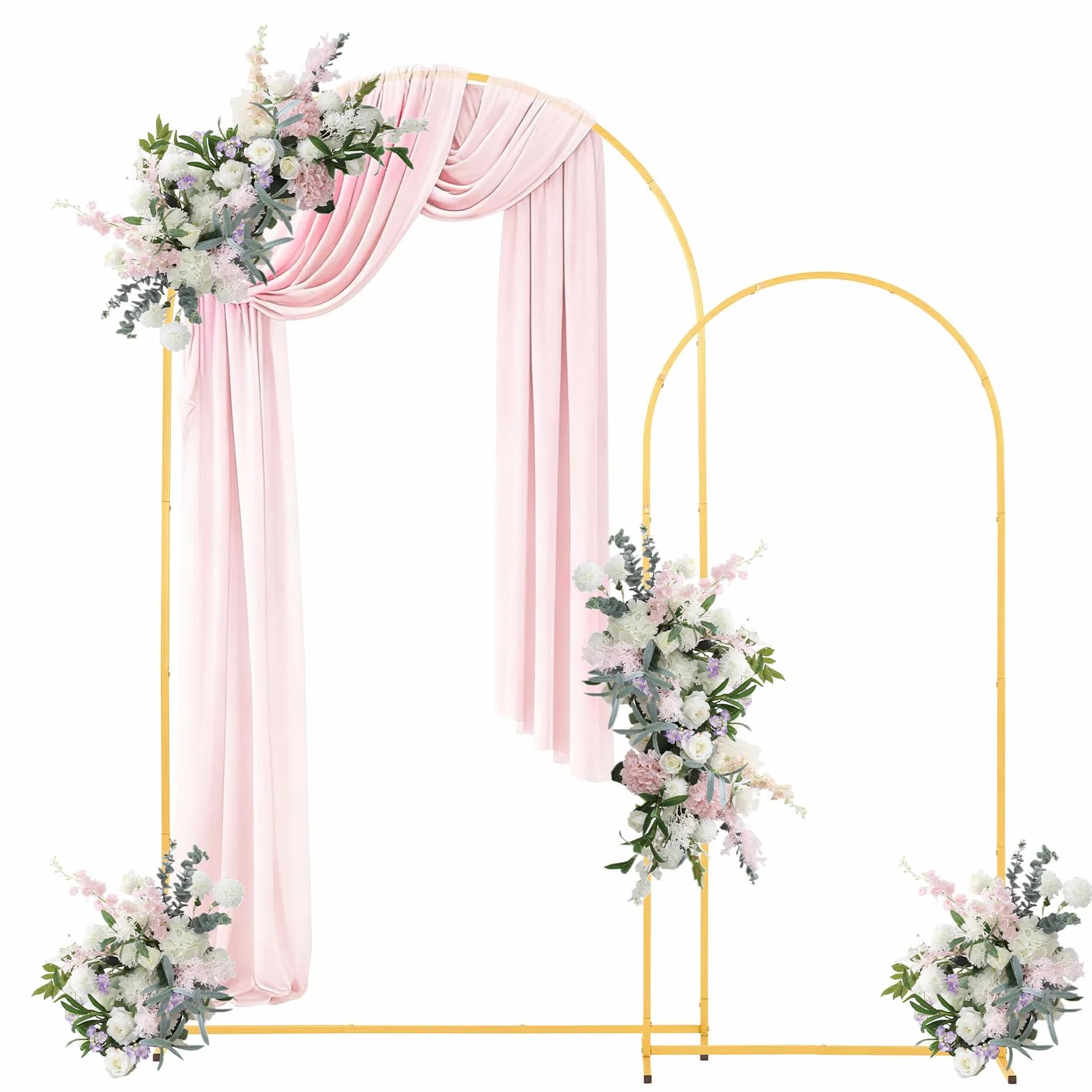 VEVOR Arco de Metal para Rosas 2 Piezas 2,2 x 1,2 m y 1,8 x 0,8 m, Soporte de Arco para Decoración de Bodas, Dorado