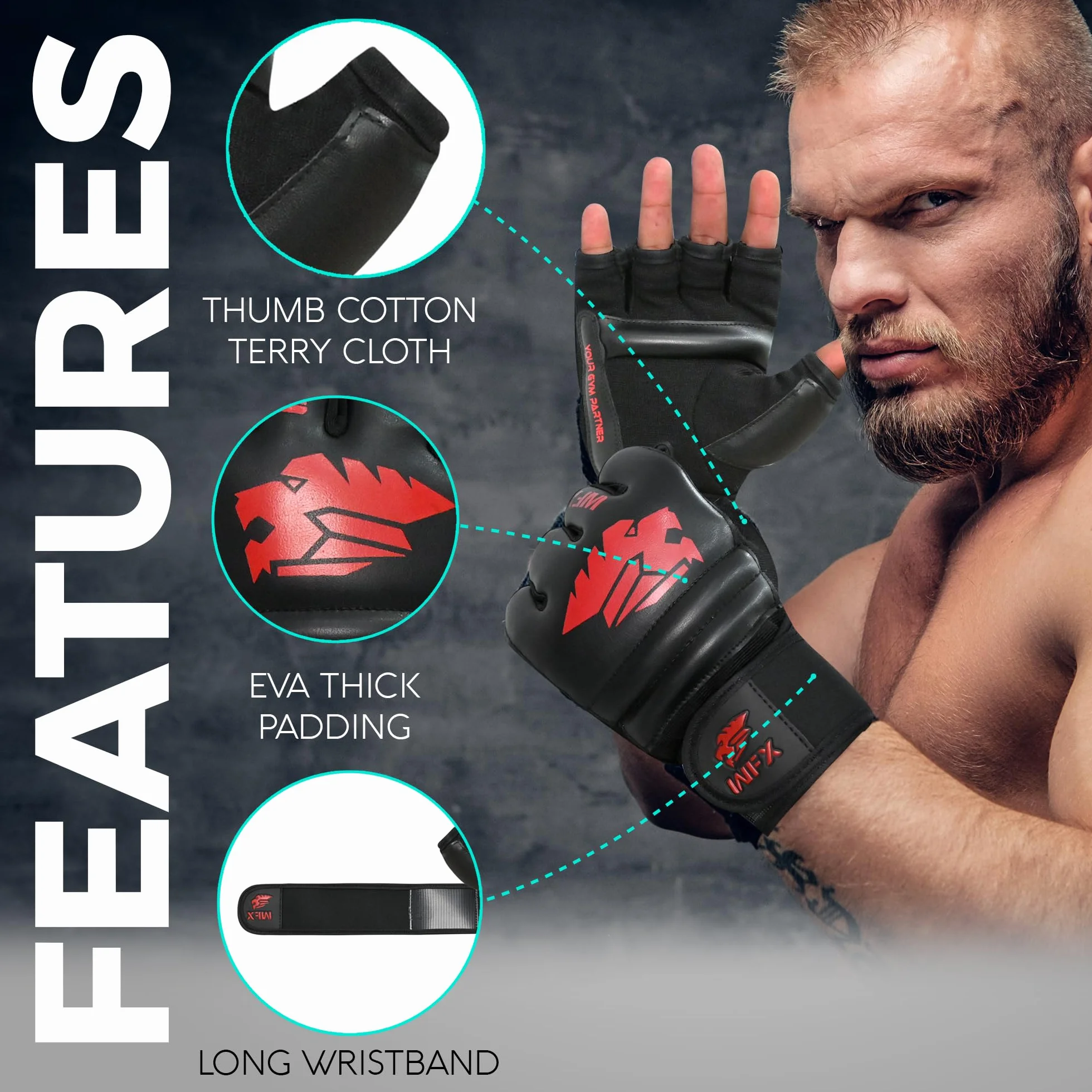 Guantes MMA de Cuero Vegano para Entrenamiento de Artes Marciales y Grappling