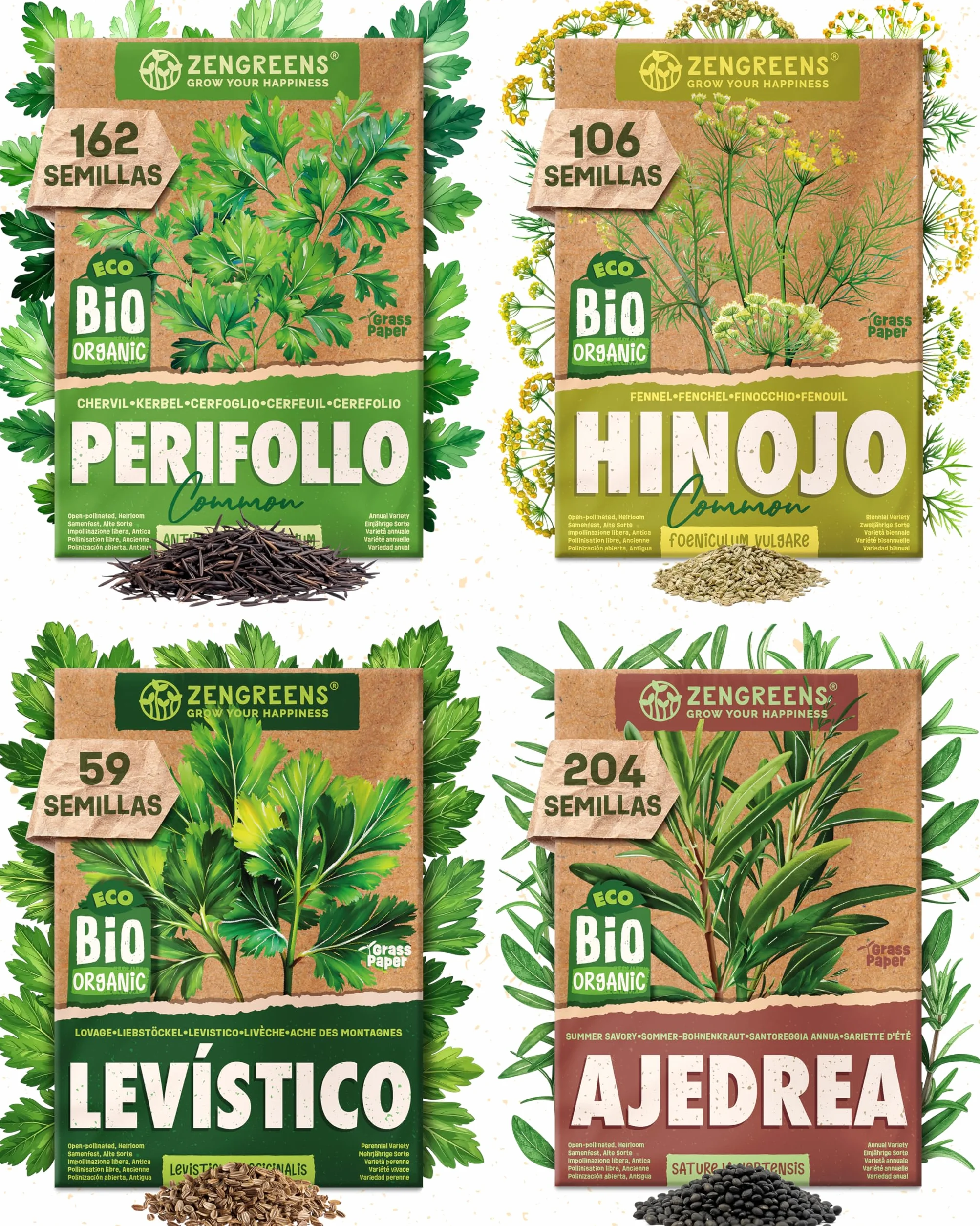 Set de semillas de hierbas aromáticas eco 25 variedades ZenGreens®