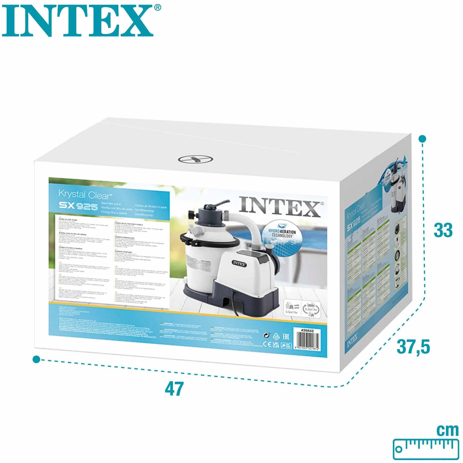 Intex Depuradora de Arena Krystal Clear 3.500 L/H Filtro Piscina Bomba Piscina 4 Funciones