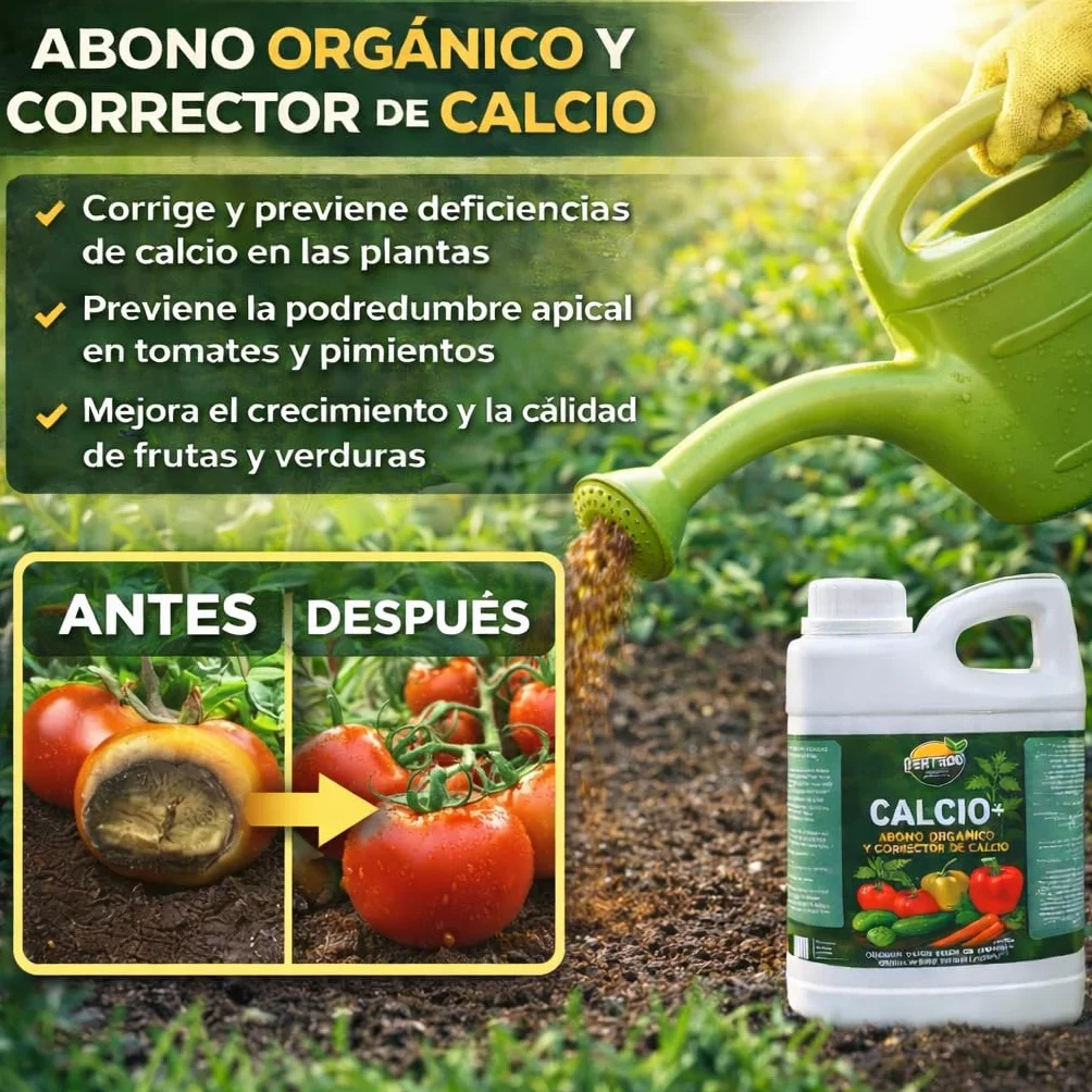 Fertigoo® 2L Abono Huerto Orgánico con Calcio Extra para Tomates, Pimientos, Melones, Fresas