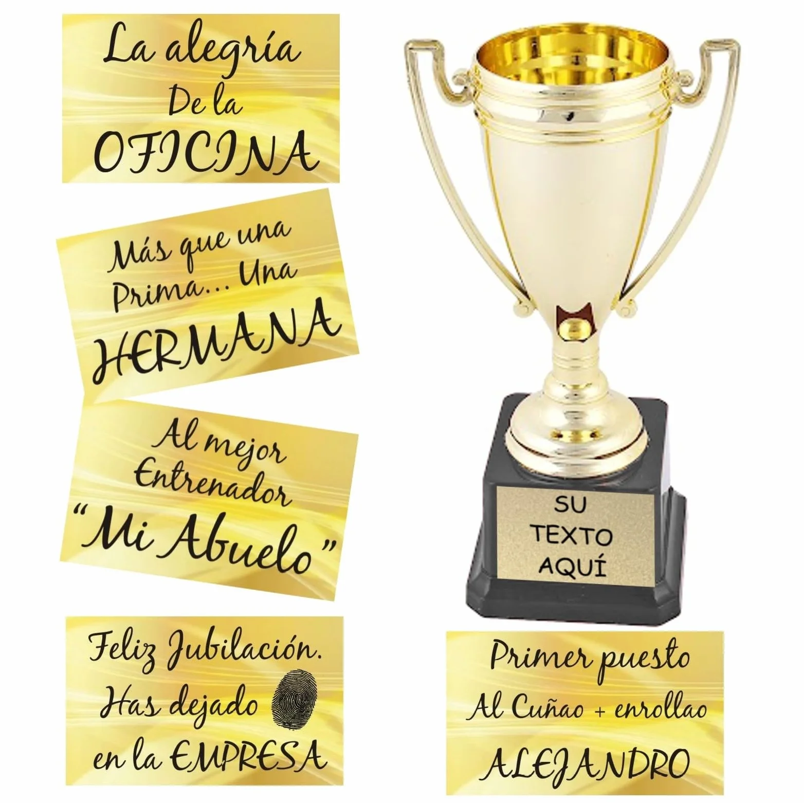 Copa Trofeo Personalizada Base Negra 11x20 cm Regalo