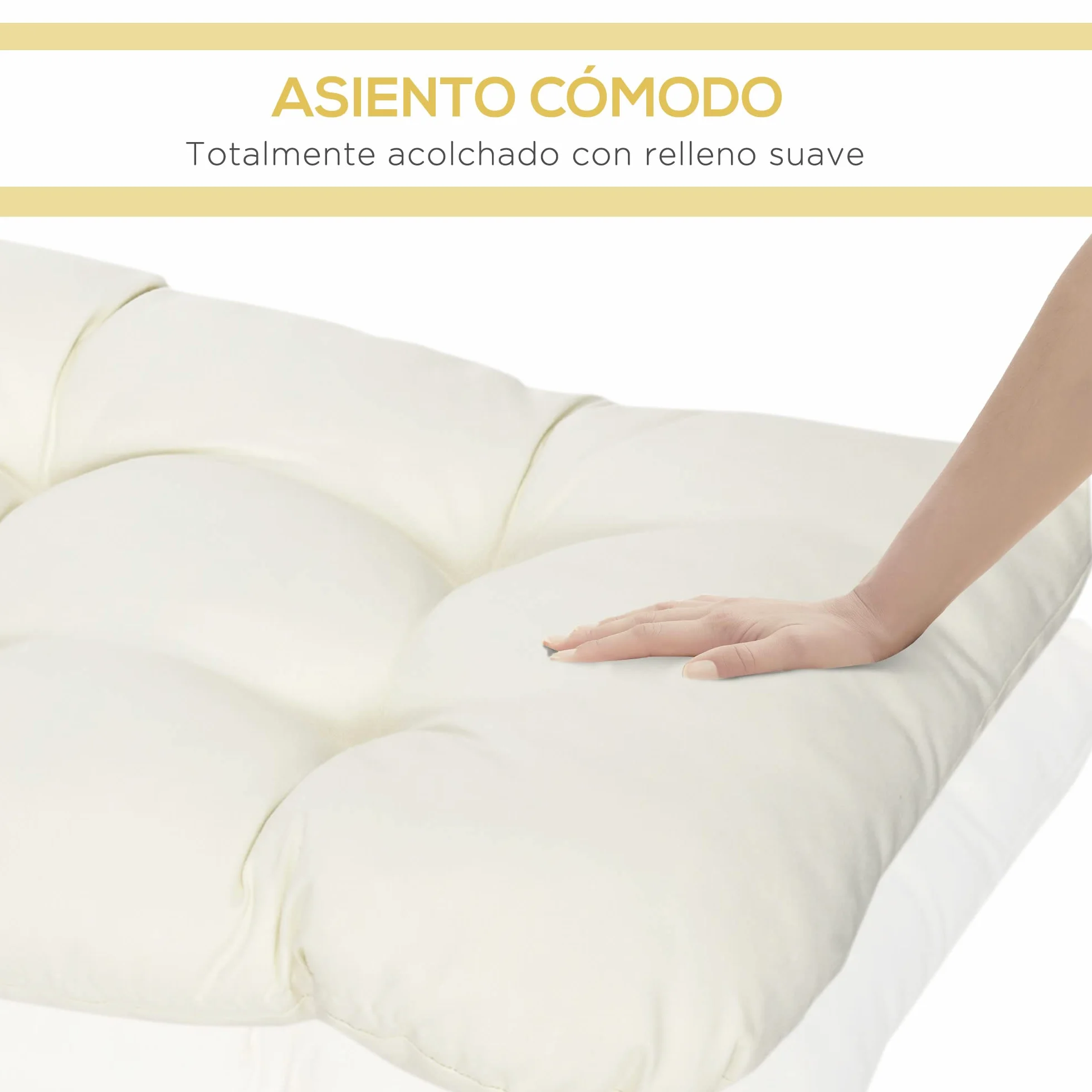 Outsunny Cojín para Banco de 2 Plazas 110x48x8 cm Lavable Crema