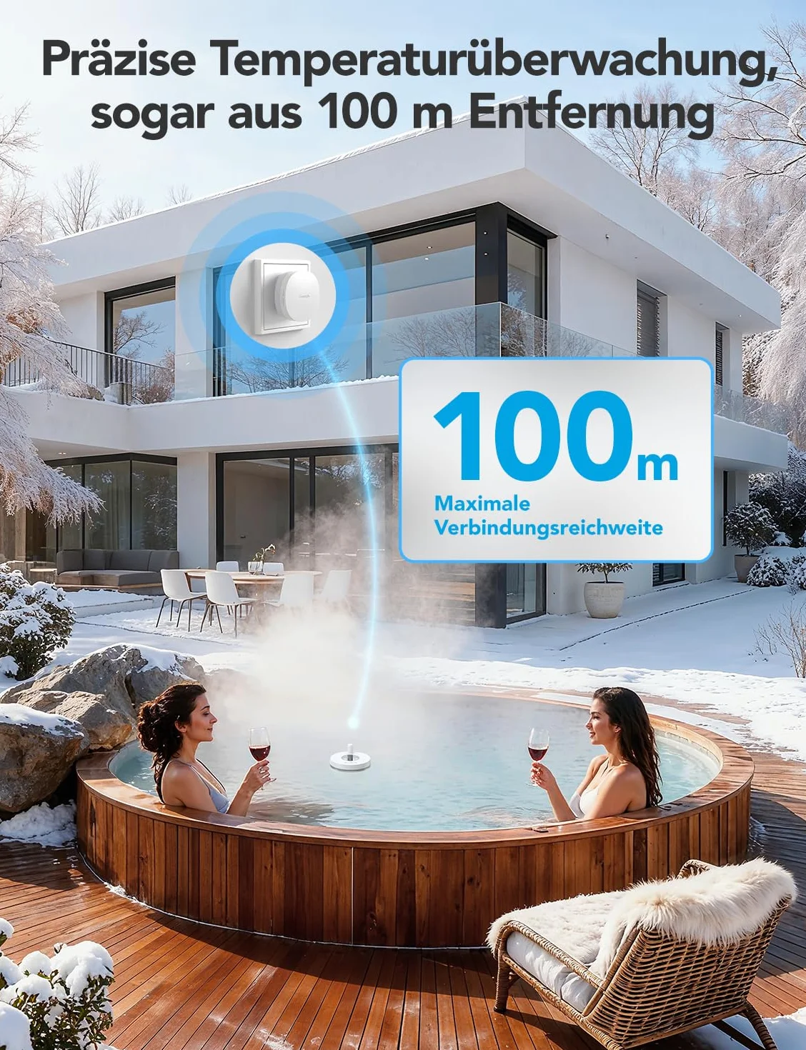 GoveeLife Termómetro de piscina WiFi digital flotante, alarma IPX7 para bañera acuario jacuzzi spa