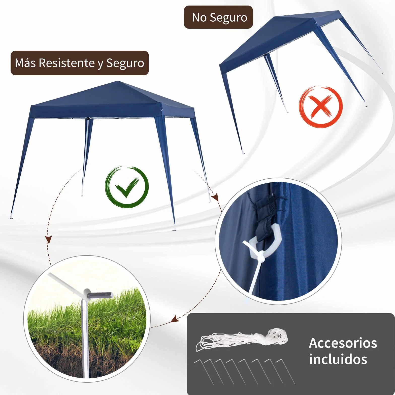 Outsunny Carpa Plegable 3x3 m, Pop-up, Cenador Pabellón de Jardín, Altura Ajustable con Bolsa de Transporte, Anti-UV, Impermeable, Gazebo para Camping, Fiestas, Exterior, Azul