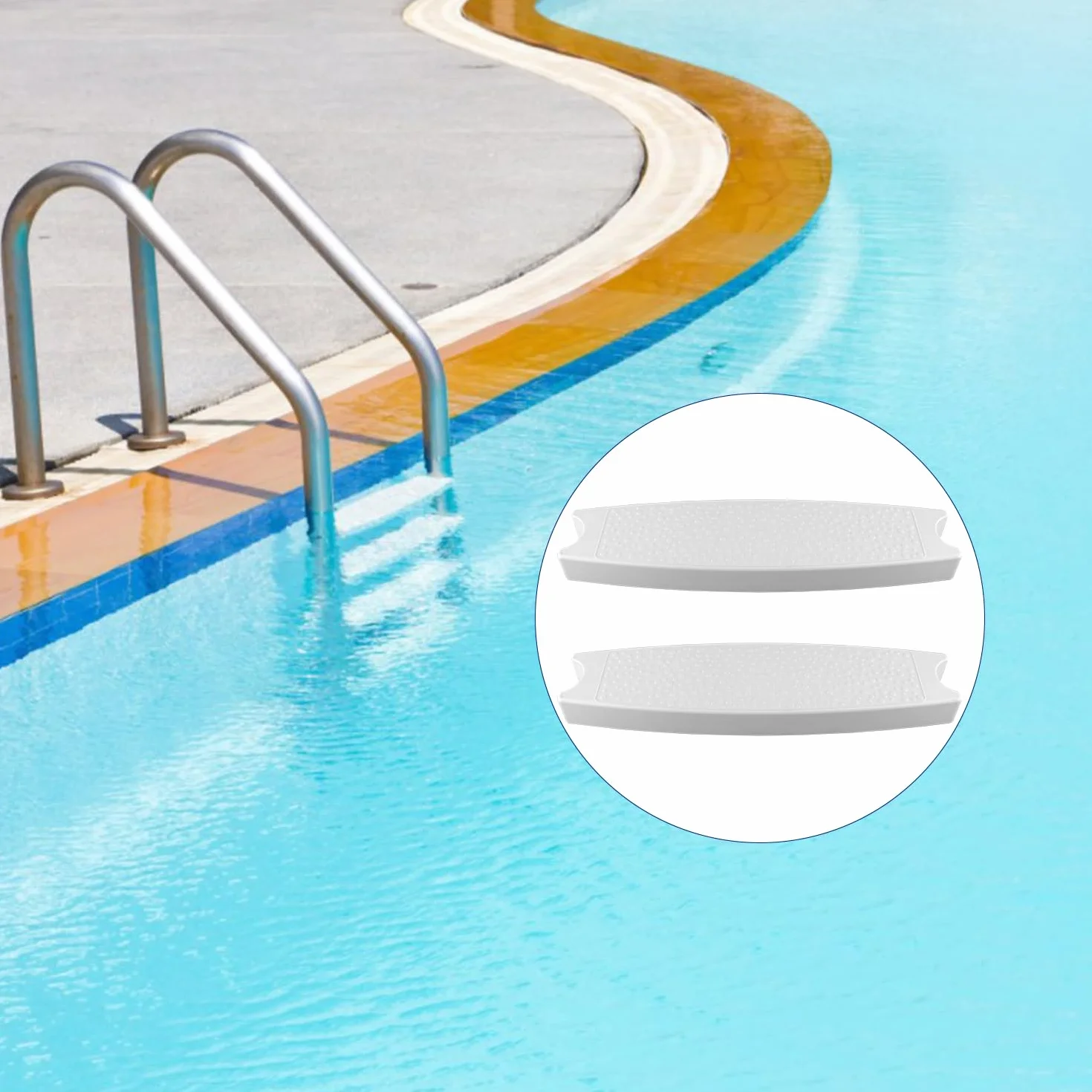 KINBOM Escalera de repuesto de plástico 3 peldaños para piscina blanca PP
