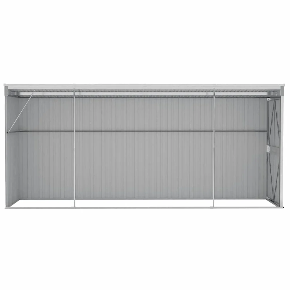 vidaXL Cobertizo Jardín Acero Galvanizado Gris 118x382x178 cm