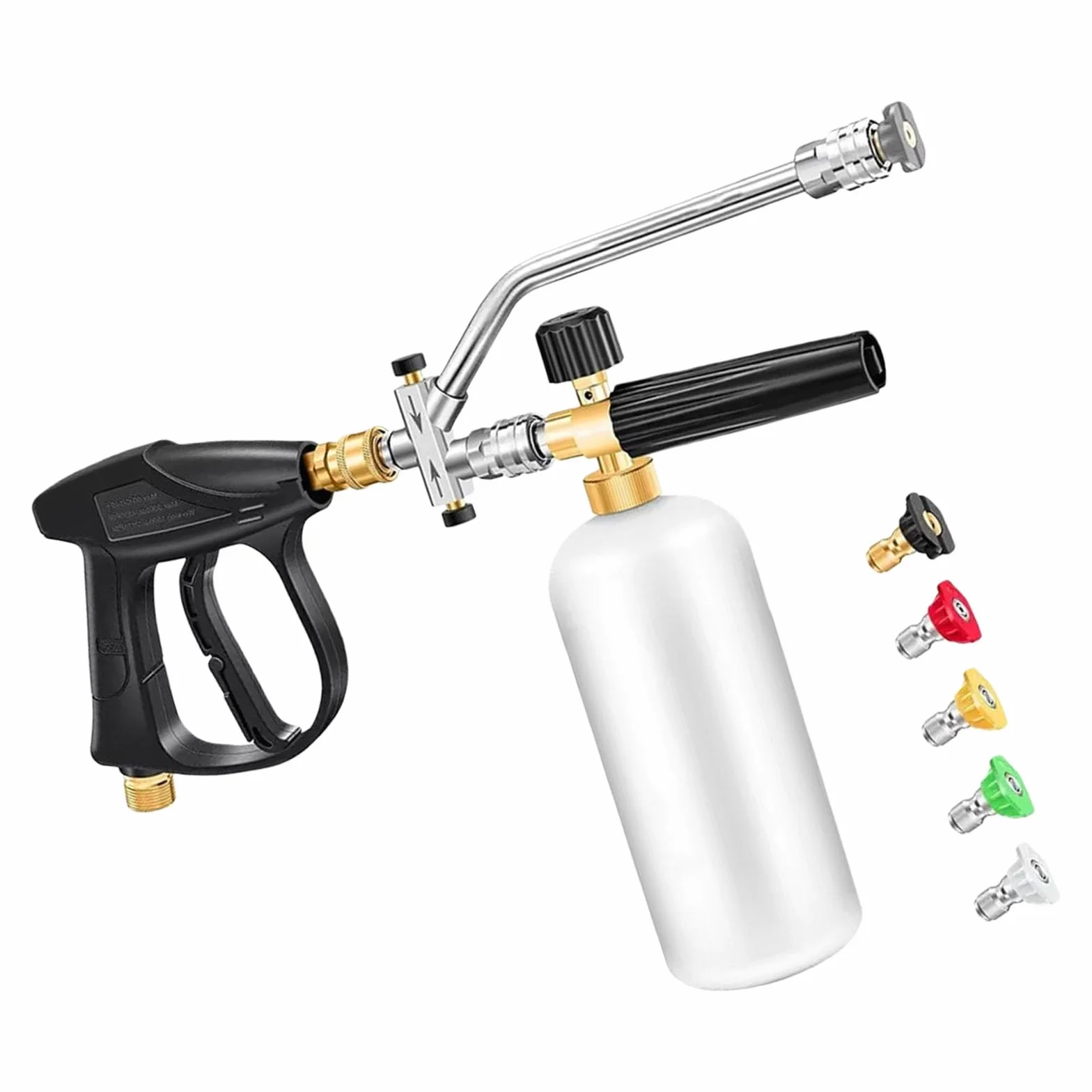 Limpiador de alta presión profesional con adaptador de espuma, doble 1/4 pulgadas, 5 boquillas para coche, accesorios de limpieza de coche, agua de espuma ajustable