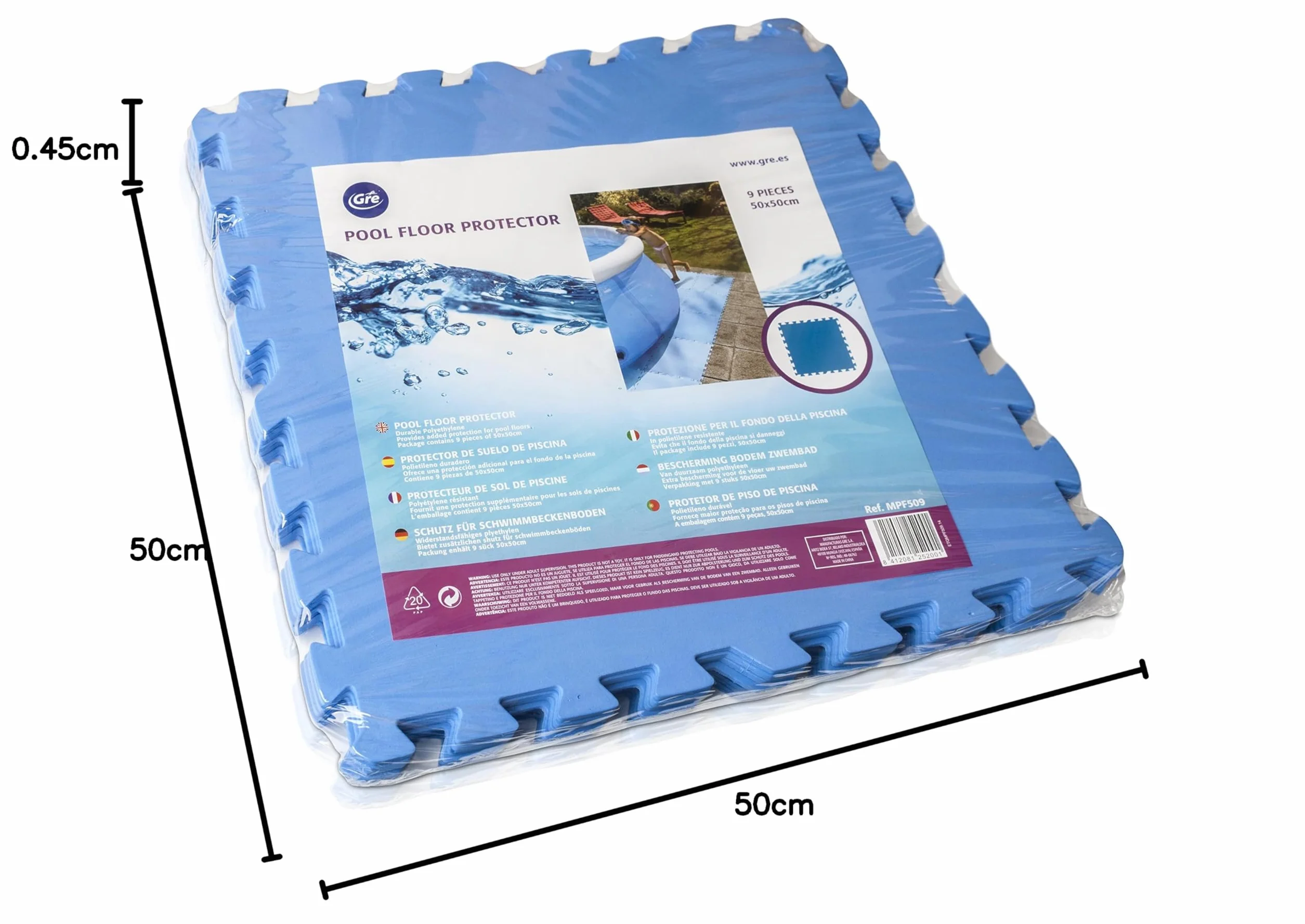 Protector de Suelo para Piscina EVA Azul 9 Piezas 4.5 mm MPF509Z