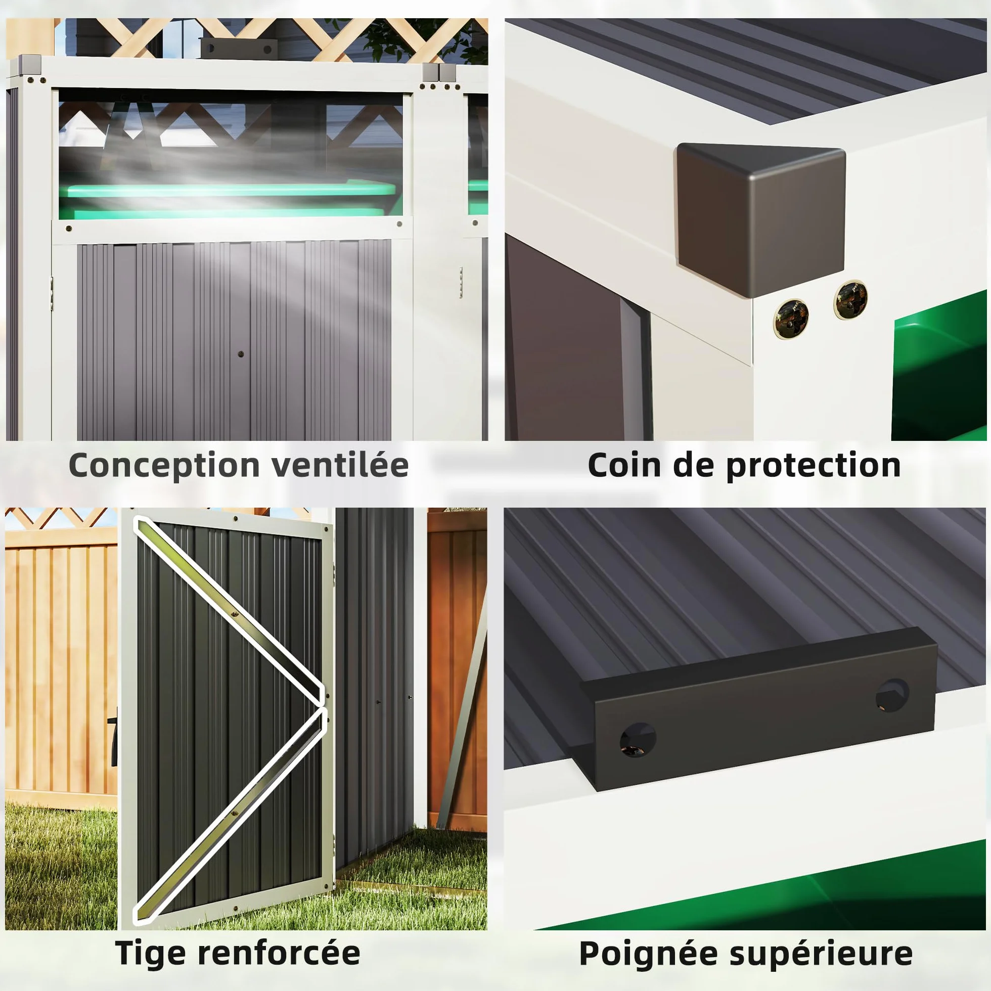 Outsunny Cobertizo para 2 Cubos de Basura 240L, Acero Galvanizado, 73x81x122 cm, Gris Oscuro
