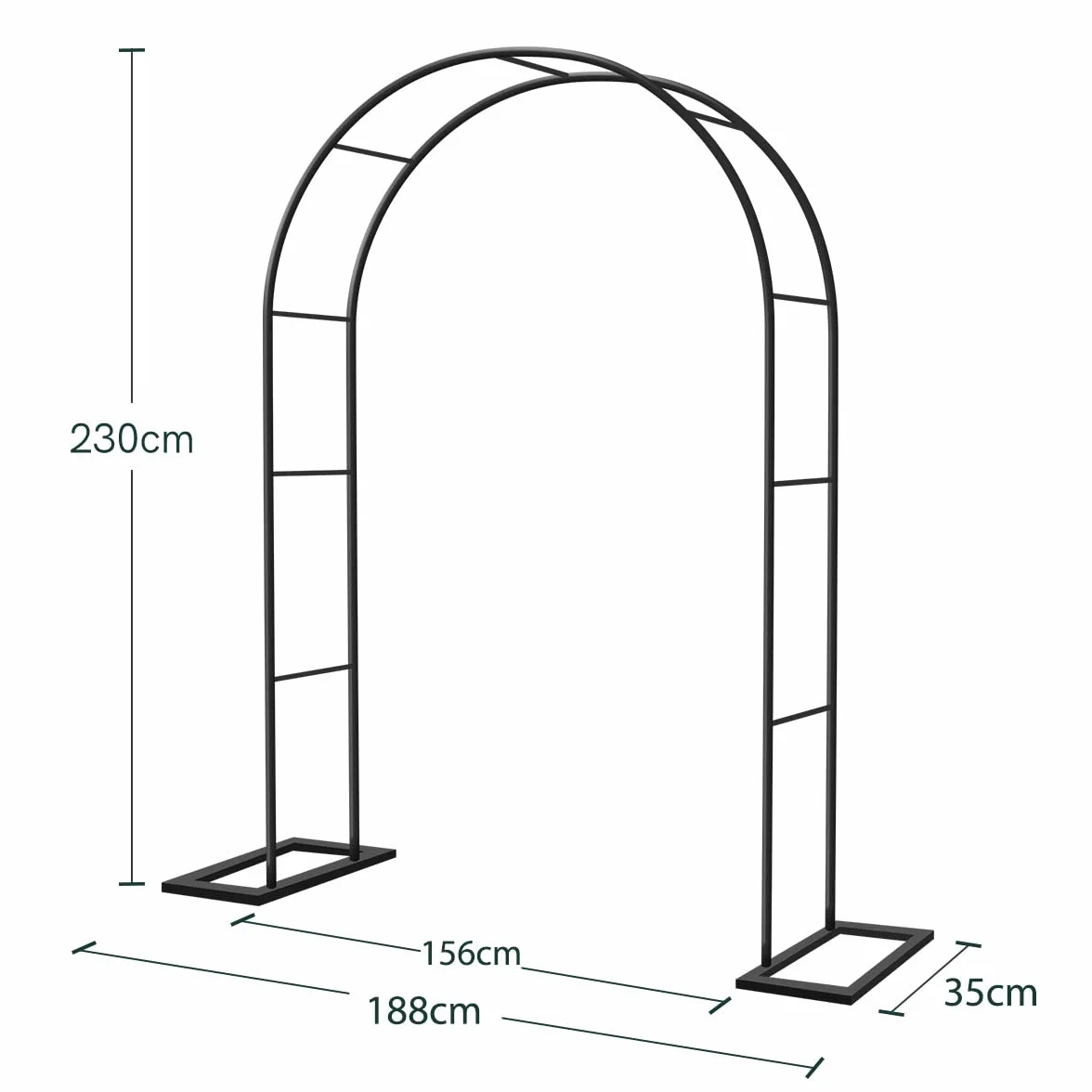 Arco de Rosas Trepadoras 230x188x35cm Metal Garden Arch Enrejado Pérgolas para Jardín Exterior Decoracion Negro