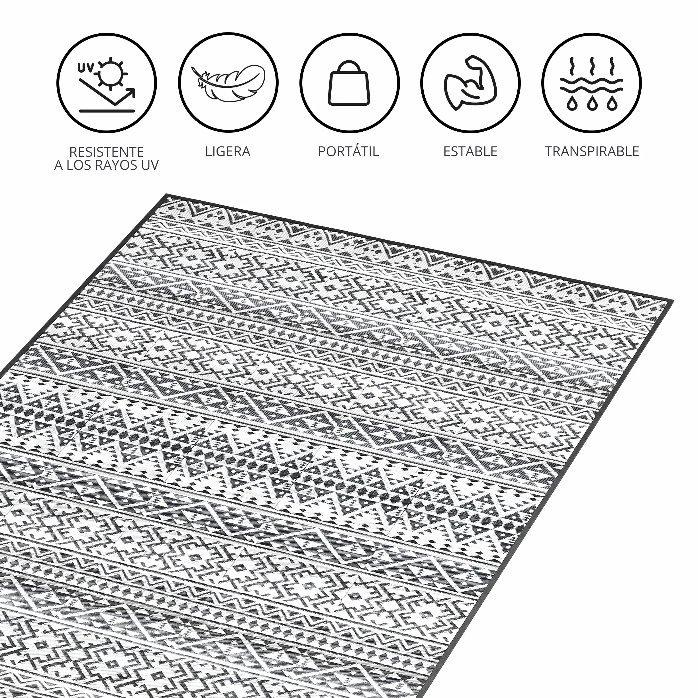 EVOCAMP Alfombra de Exterior Resistente a la Intemperie 250 x 400 cm Fibra de Polipropileno
