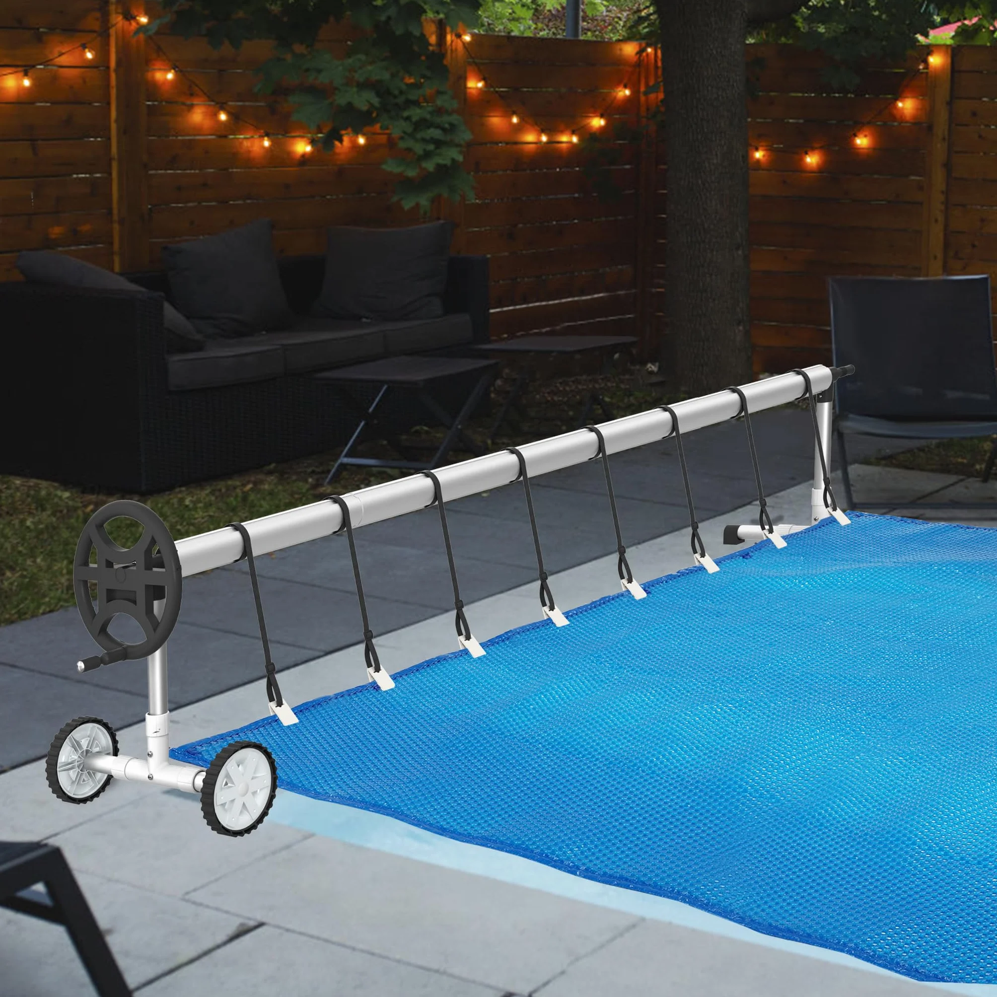 Enrollador de piscina de aluminio 300-570 cm resistente a la intemperie para lona solar