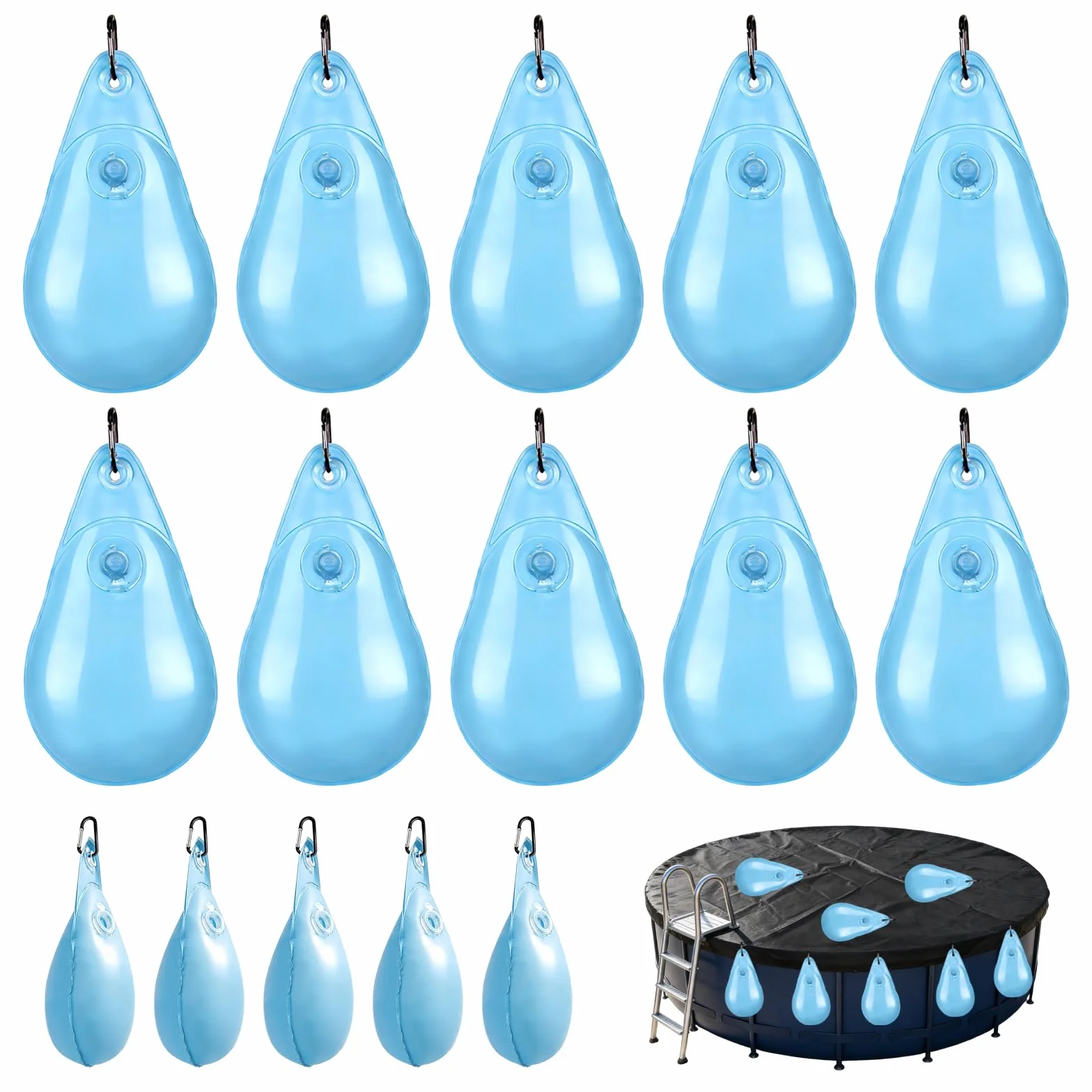 Bolsas de agua para piscina con forma de gota, bolsa de peso colgante con válvula antifugas
