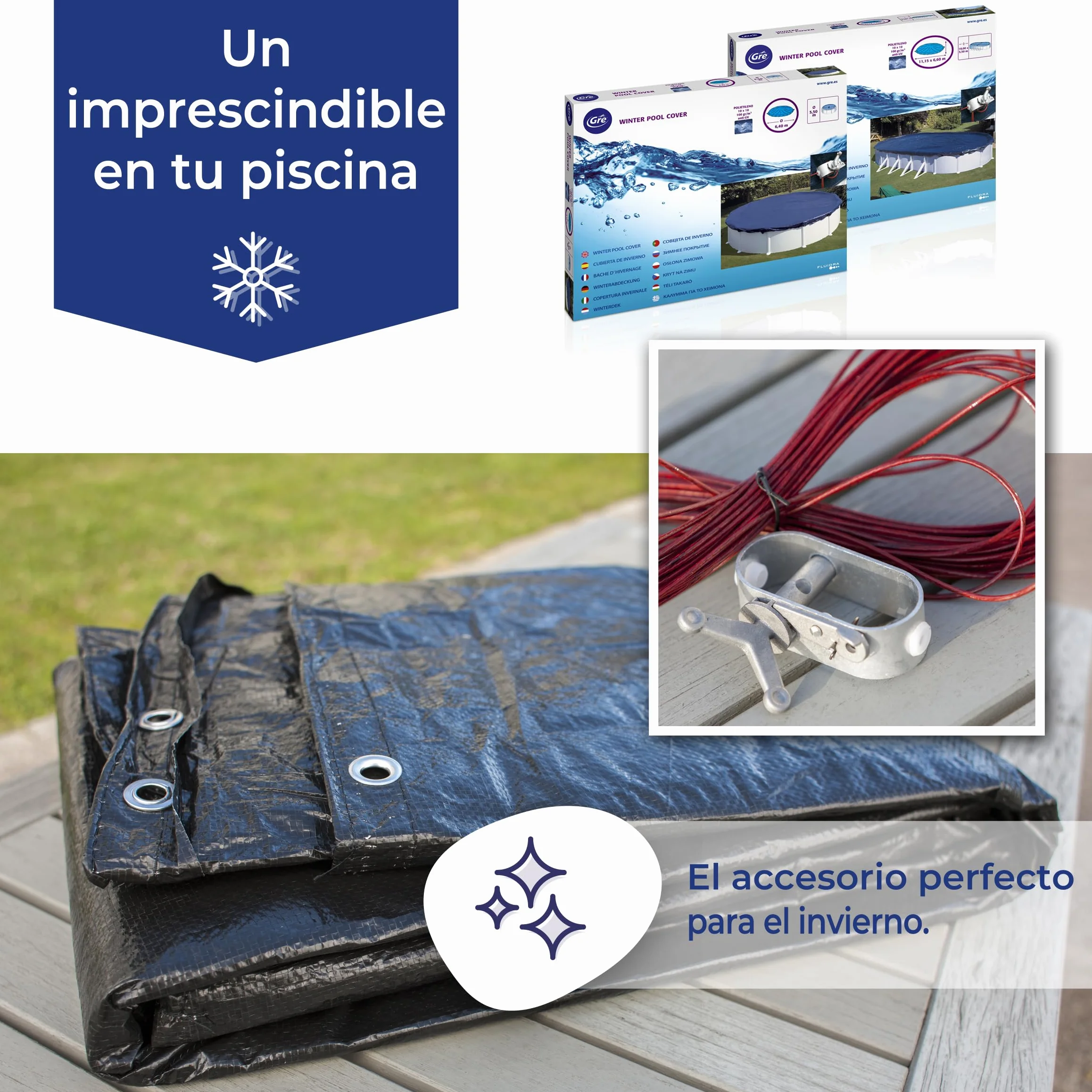 Cubierta de Invierno para Piscinas Ovaladas 610x375 cm 120 g/m2 CIPROV611