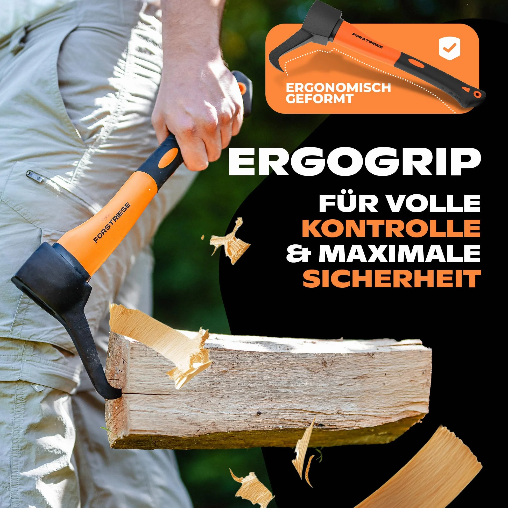 Sappie - Herramienta Forestal Sapie TX37 de 37 cm, Mango de plástico de Fibra de Vidrio inastillable, con Agarre ergonómico para un Agarre Seguro, Forst Zappi