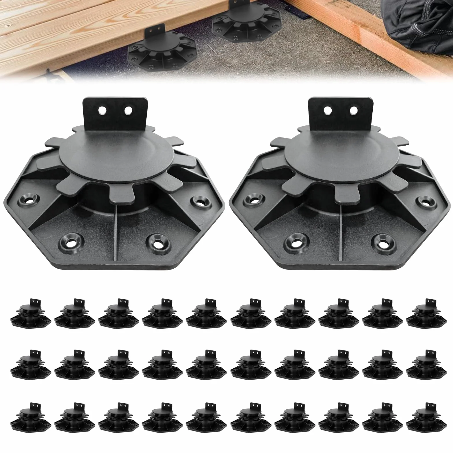 Pedestales De Terraza Ajustables 30-60 Mm, 30pcs, Soportes Para Pavimentos Patio Exterior