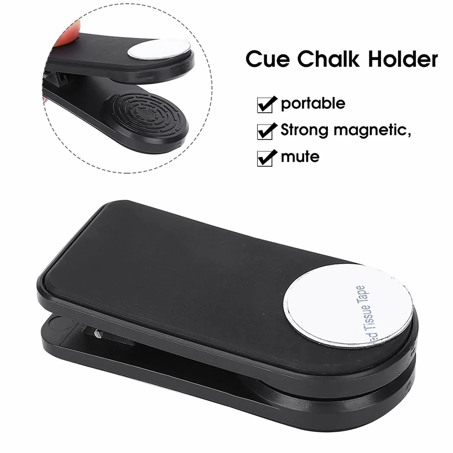 Abrazadera Magnética para Escayola de Billar Taco Soporte de Tiza Clip Accesorios Snooker