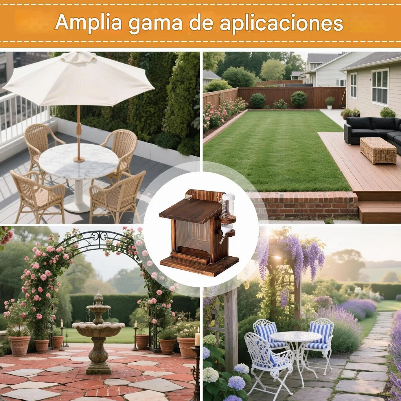 Casas para Ardillas de Exterior, Estación de Alimentación con Bebedero de Madera para Pared con Soporte para Mazorcas de Maíz y Nueces