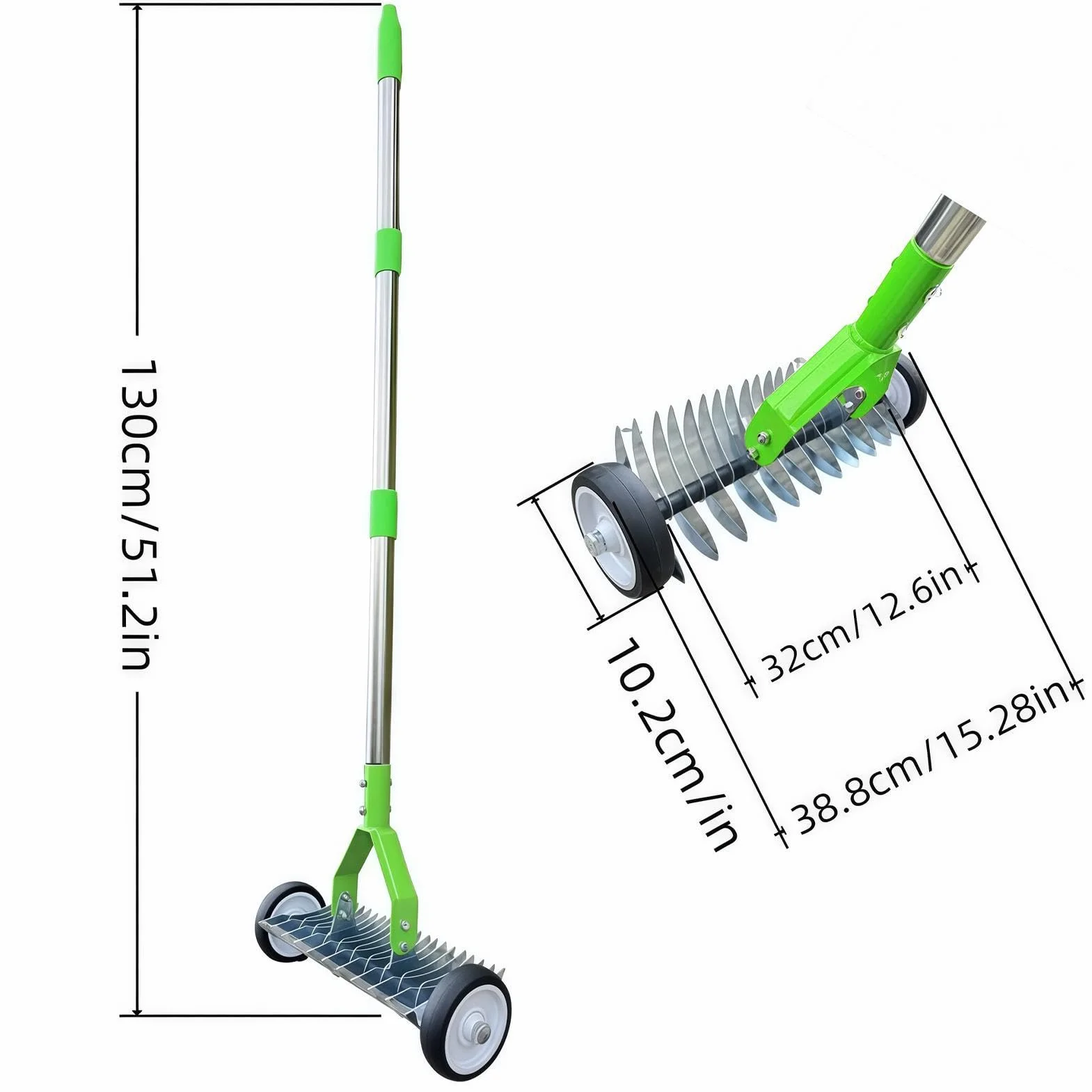Rastrillo Desbrozador Mango Ajustable | Equipo de Limpieza de Jardín para Recoger Hojas y Restos Vegetales en Patios, Jardines y Fincas, para Personas Mayores y