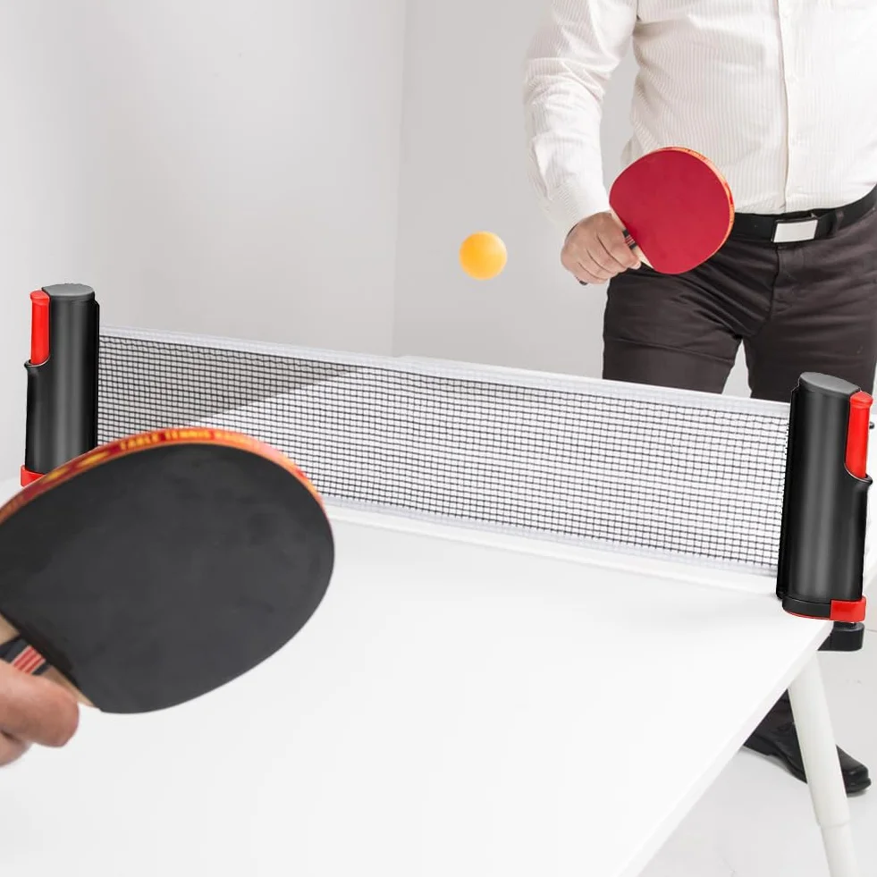 Helweet Red de Tenis de Mesa, Ping Pong Net, Soporte Telescópica 170cm, Negro