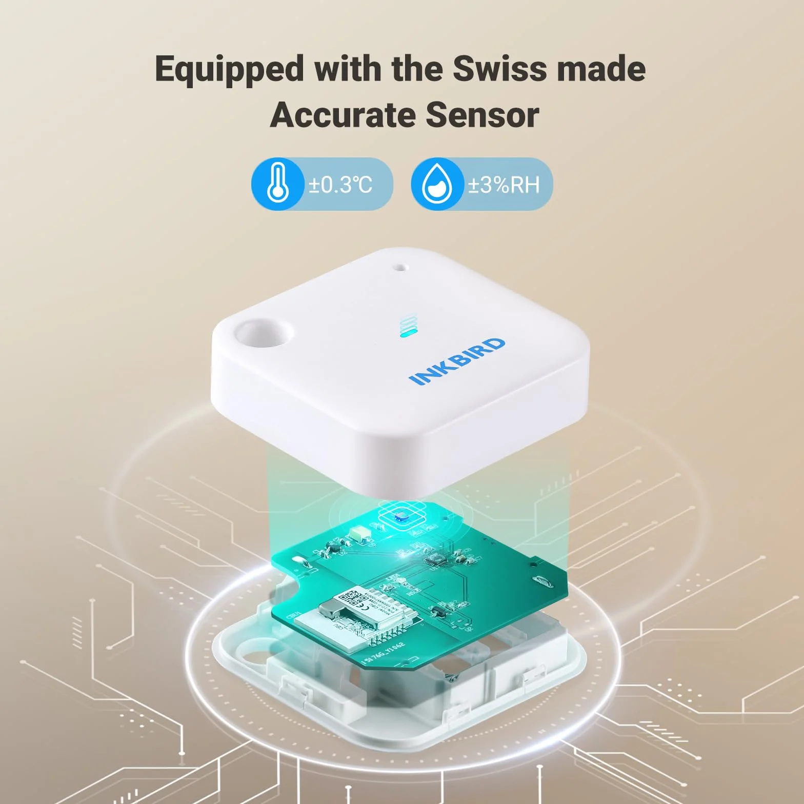 Inkbird Termómetro Higrómetro WiFi Sensor Temperatura Interior App Alerta Almacenamiento Datos Digital Invernadero Bodega Planta Mascota