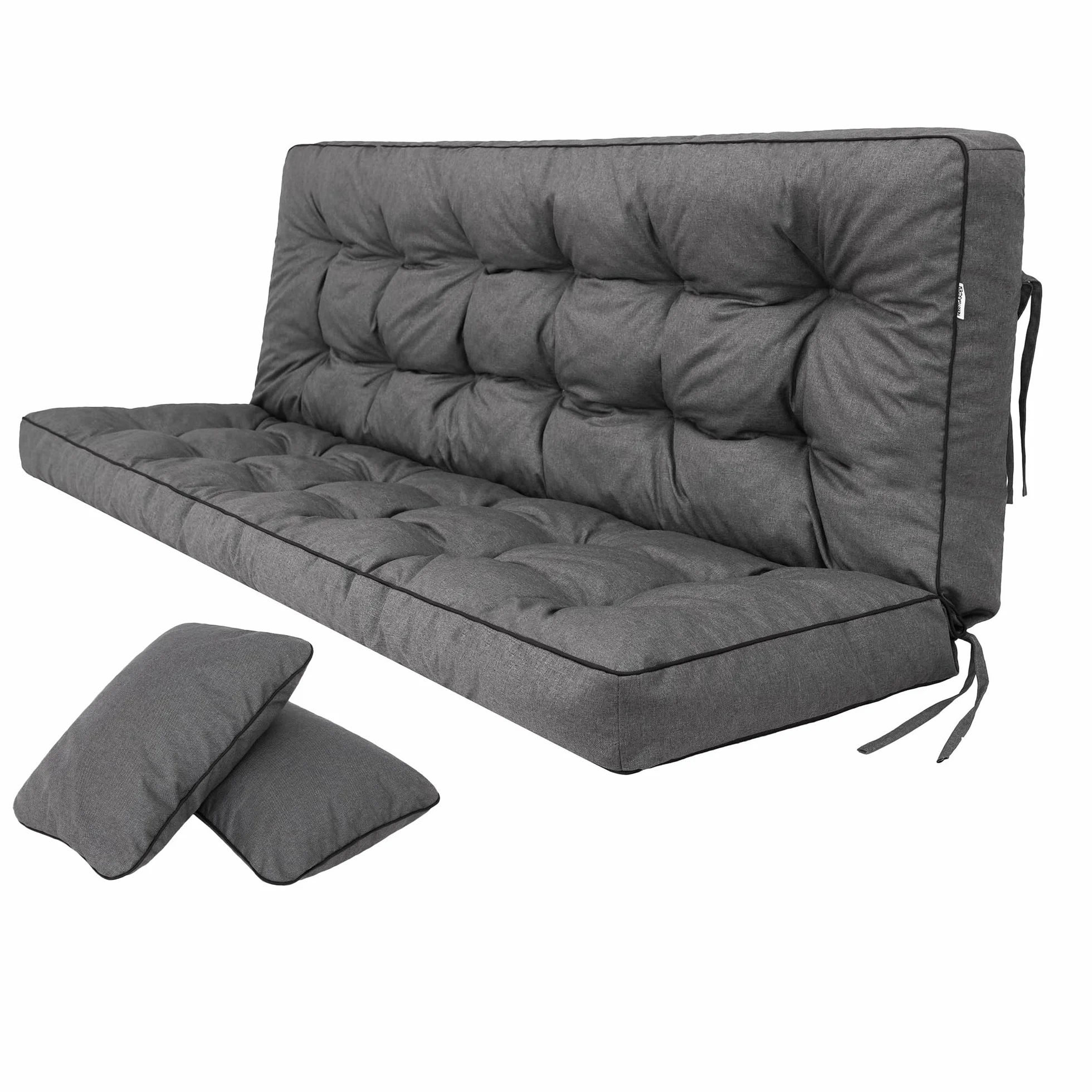 Cojín para Banco Impermeable 180 cm Grafito - Cojines Blandos de Asiento y Respaldo