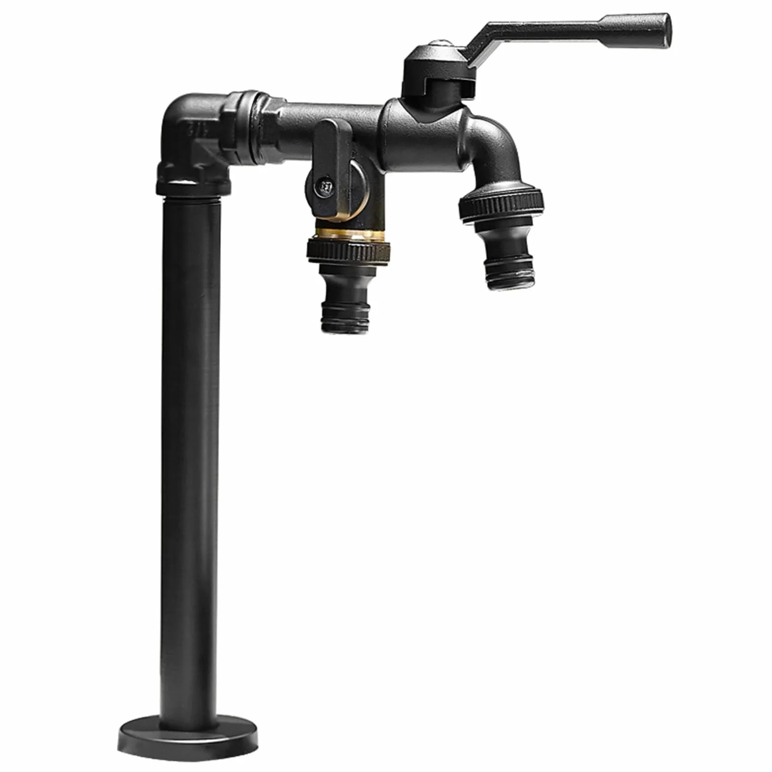 Columna de Agua de Jardín de Cobre con Doble Salida, Grifo Vertical Exterior Resistente al Frío y A Las Heladas, Fuente Jardin Exterior(Black,32CM/13IN)