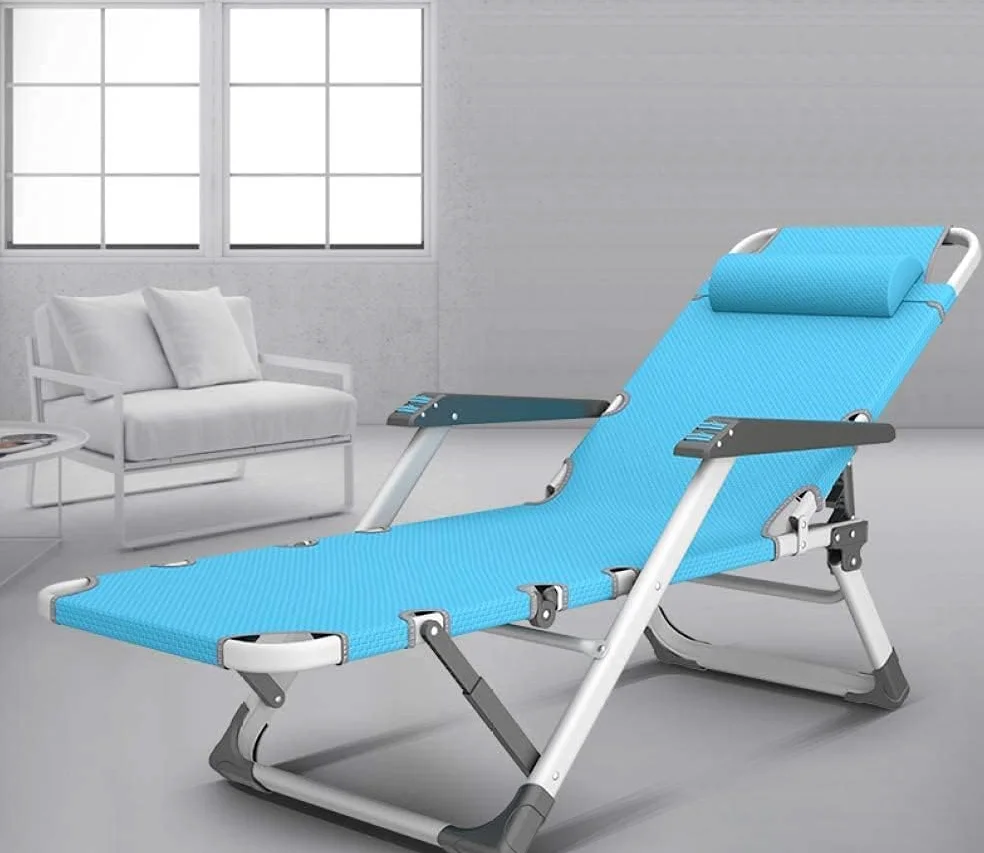 Tumbona plegable para exteriores con almohada de gravedad cero ajustable, reclinable, para oficina, piscina, jardín, camping