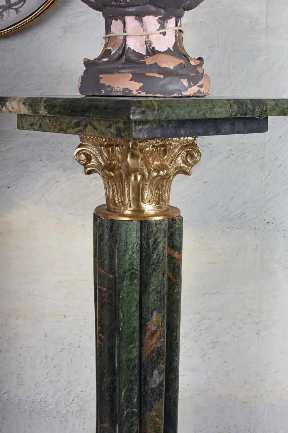 Palazzo Barroca Columna de Mármol Verde Pilastra Antiguo 105cm bar083